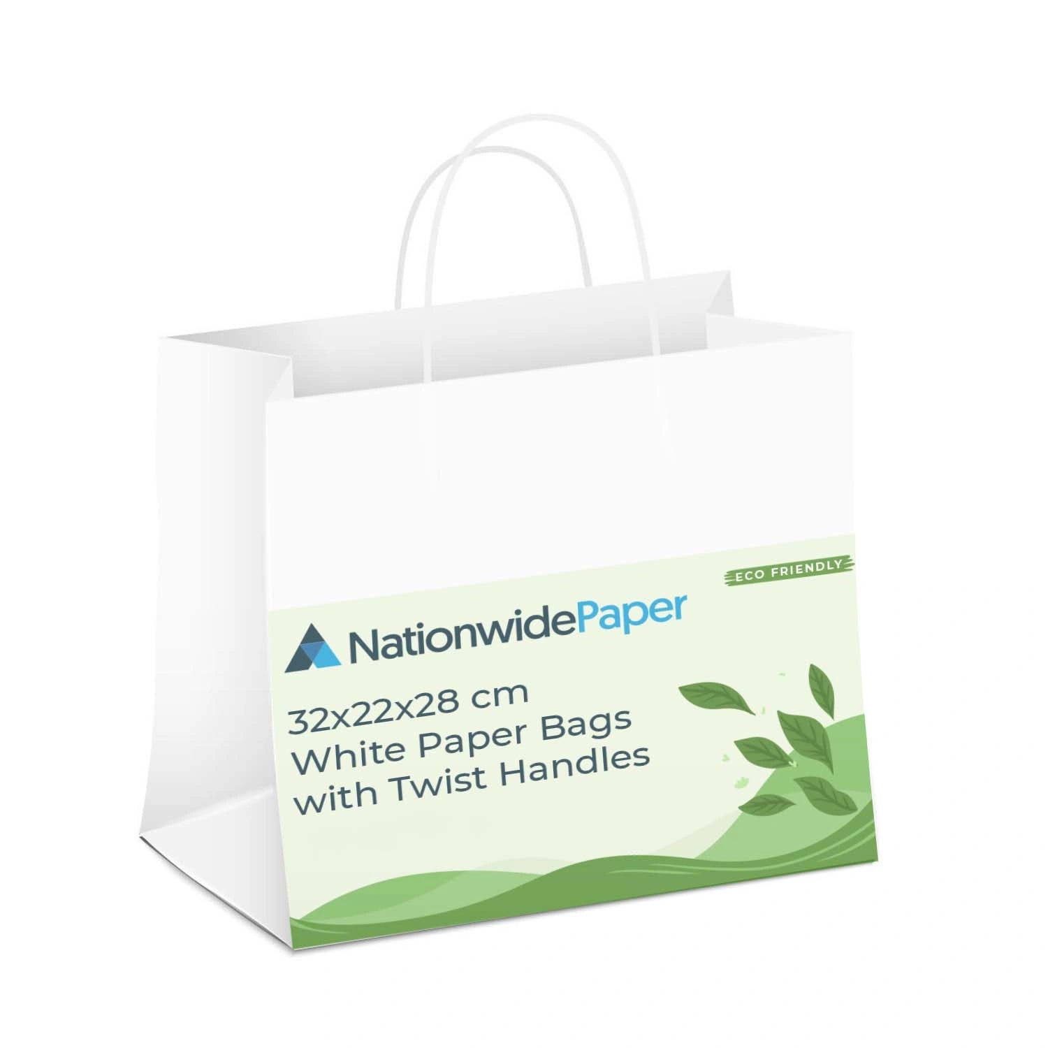 Extra Large White & Brown Paper Twist Handle Bags 32x22x28cm