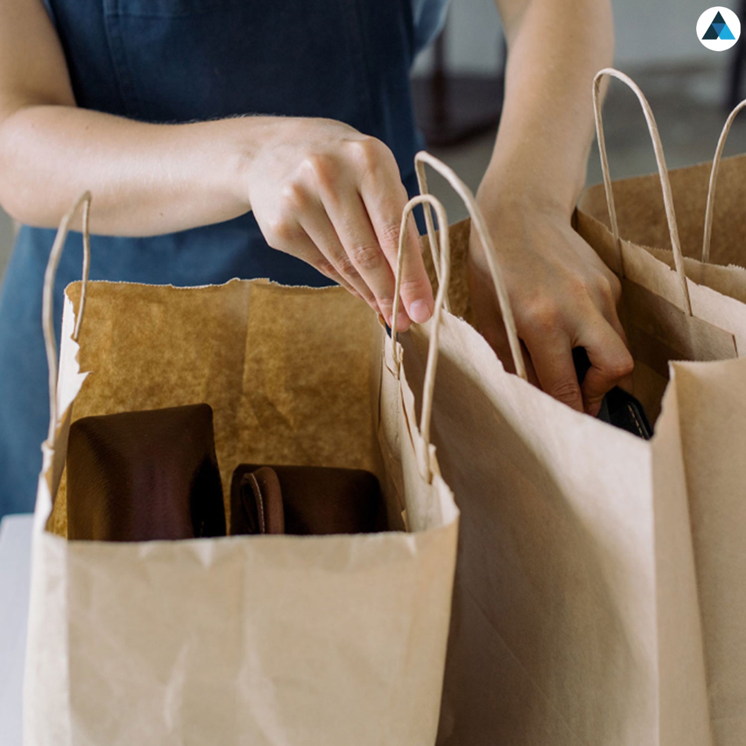 Medium Plus Brown Twist Handle Bags 20.3x26.7x10.8cm