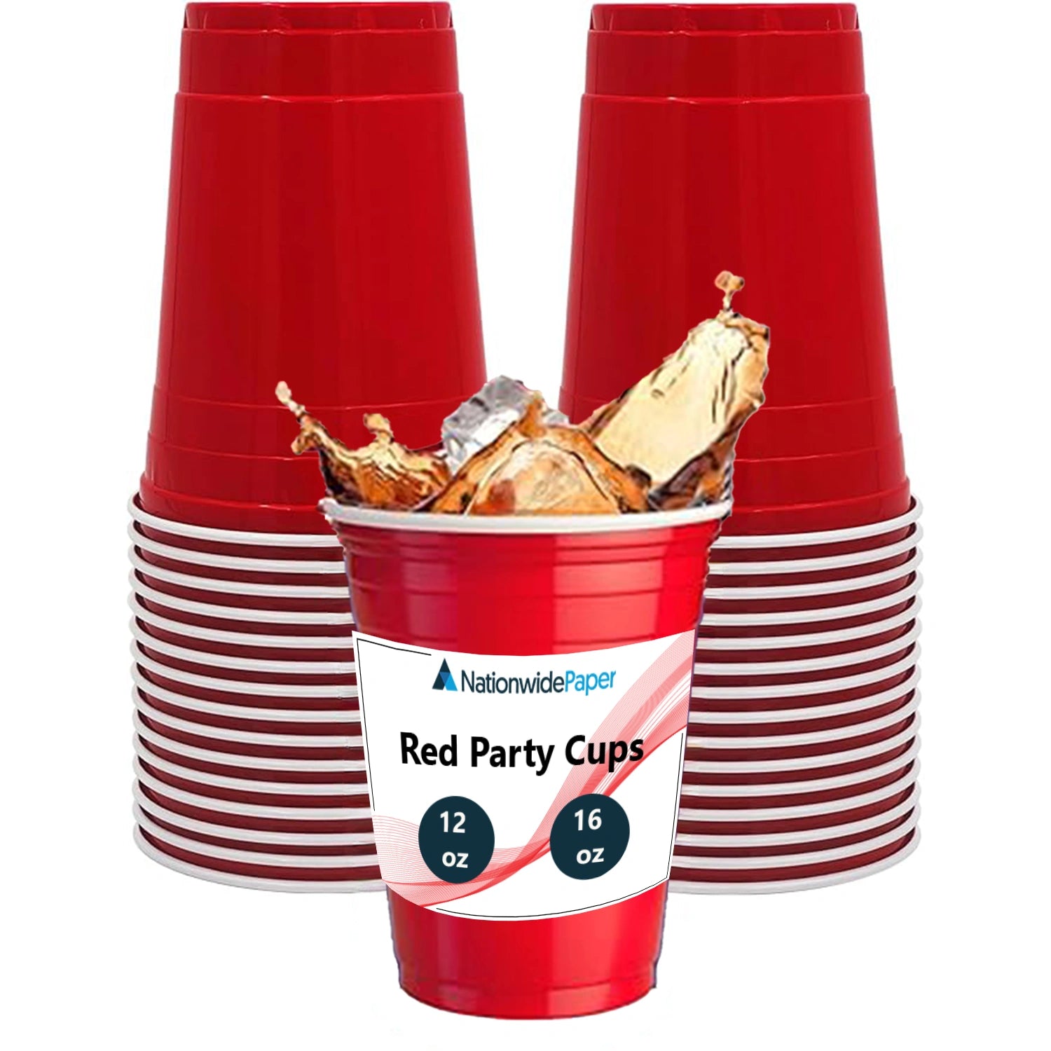 12 & 16oz Christmas Ping Pong Disposable Red Plastic Cups