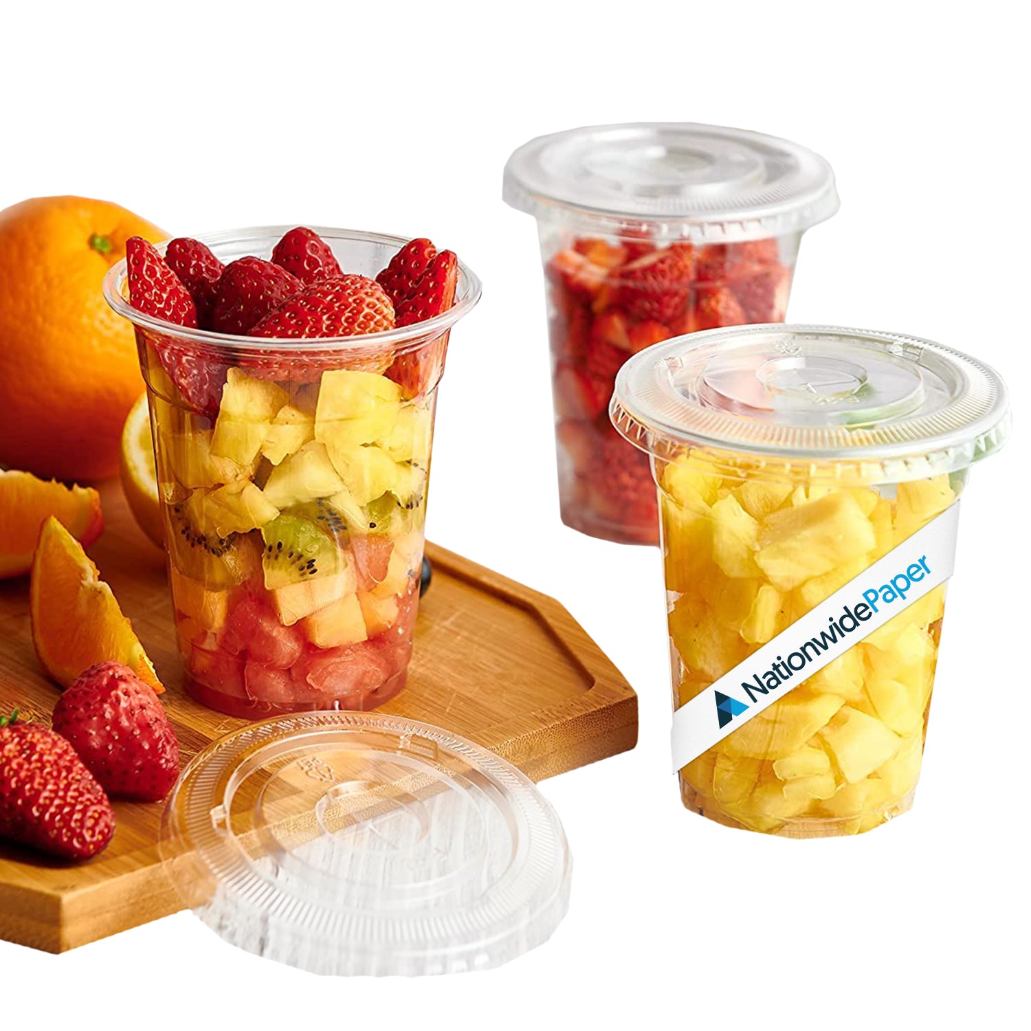10oz Crystal Clear Smoothie Cups with Flat Lids
