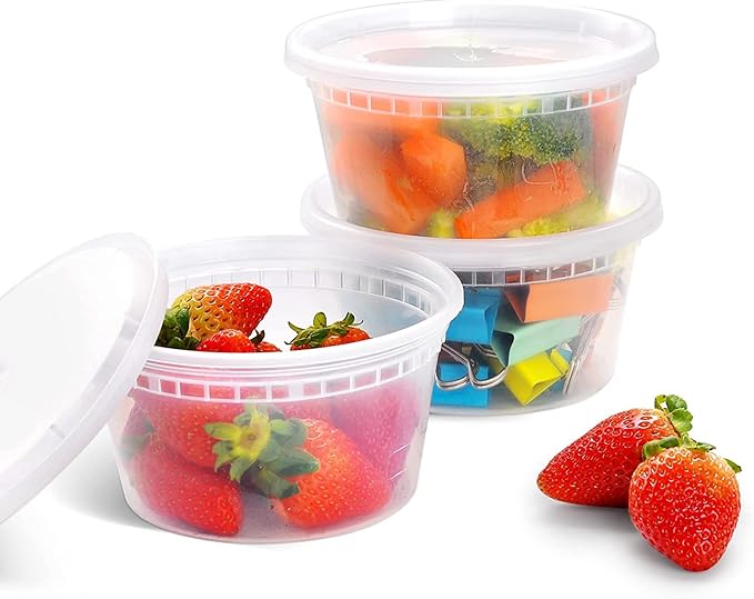 8oz Plastic Round Food Container with Lid