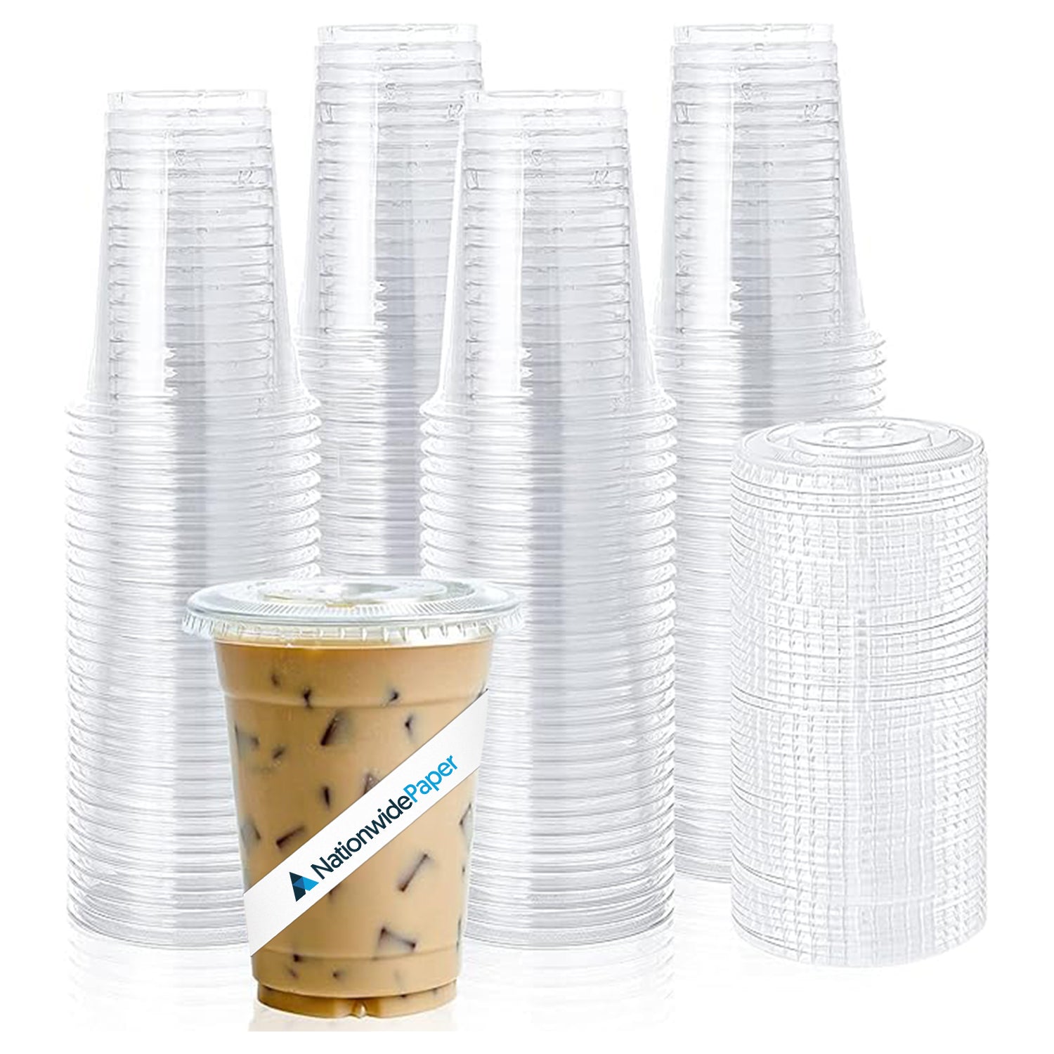 12oz Crystal Clear Smoothie Cups with Flat lids