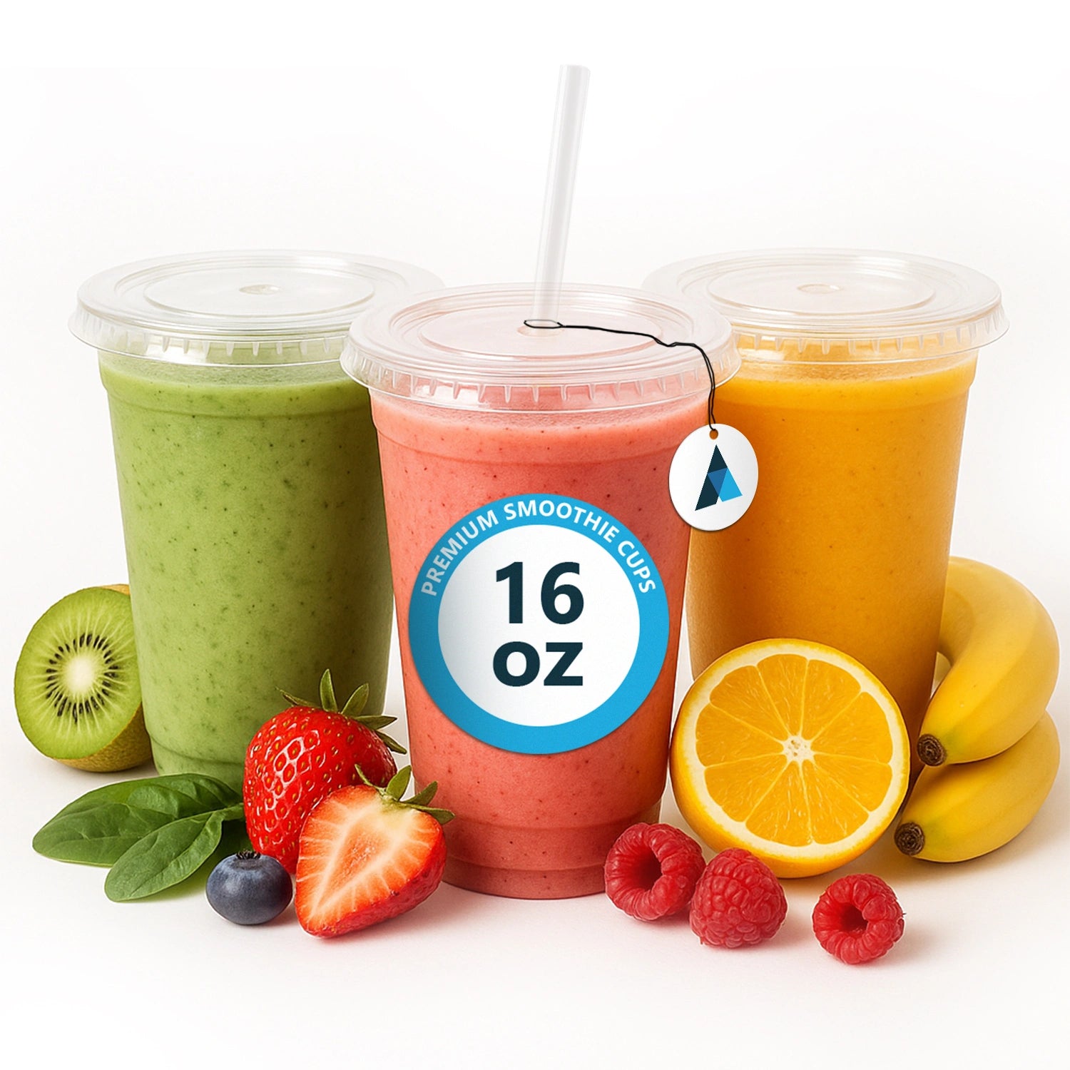 16oz Crystal Clear Smoothie Cups with Flat Lids