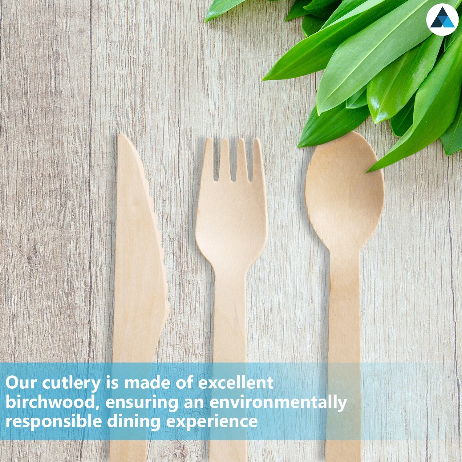 Wooden Cutlery Set Disposable 100 Forks, 100 Knives, 100 Spoons (Pack of 300)