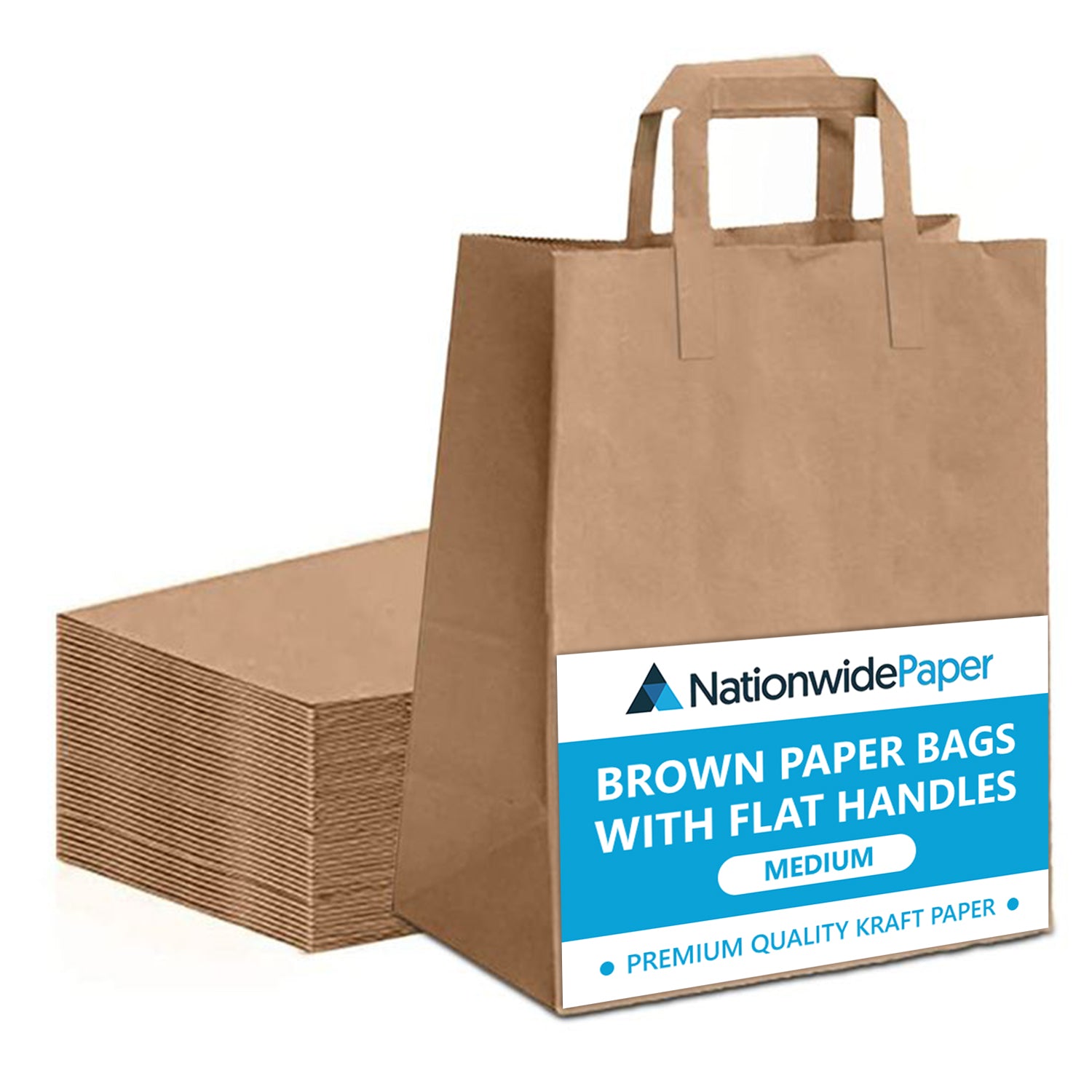 Kraft Paper Flat Handle Bags 25x13x30cm