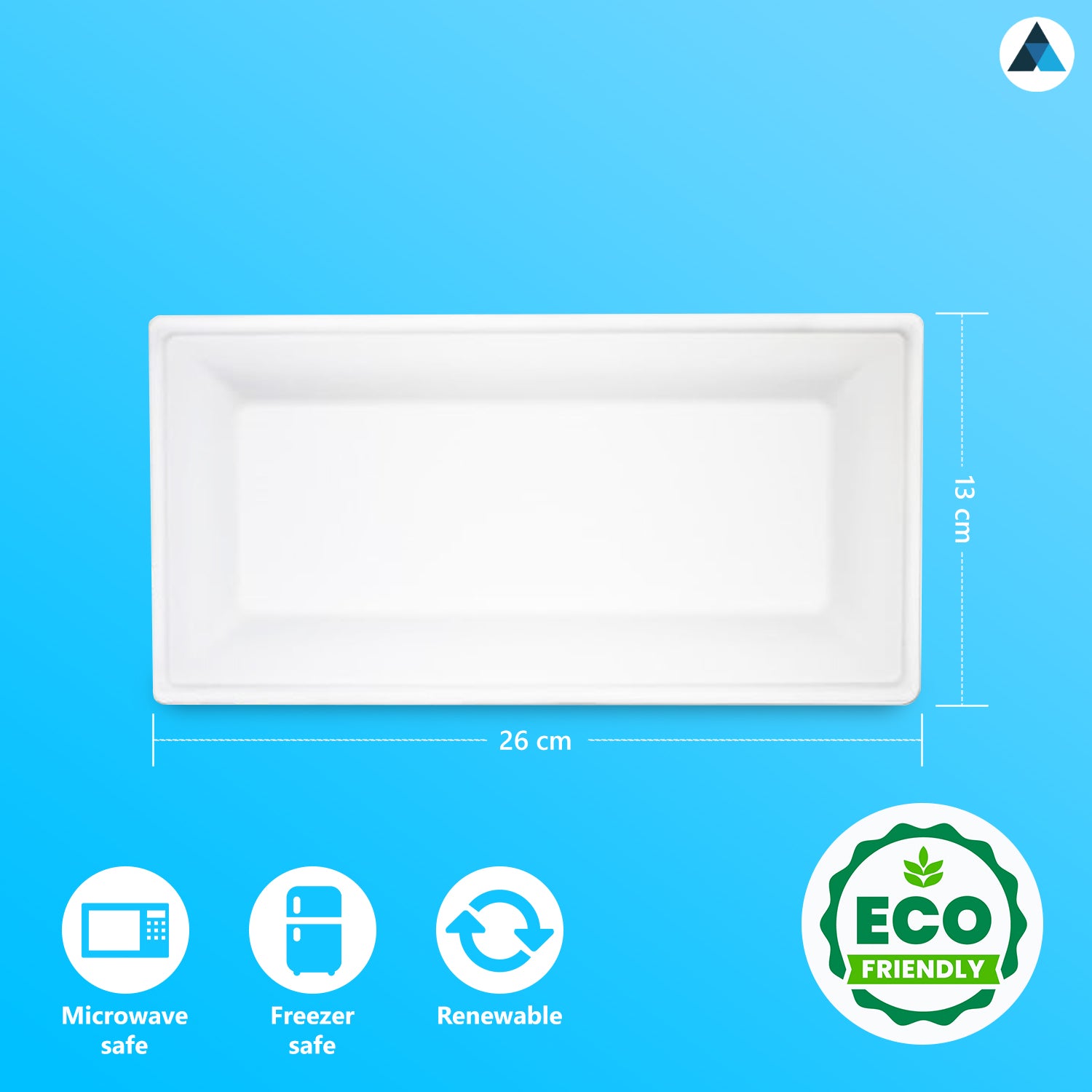 26x13 cm Rectangular Bagasse Plates