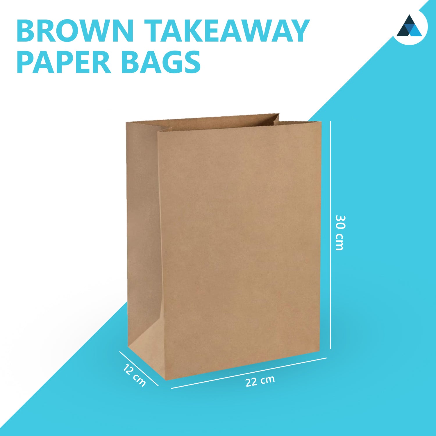 Large Brown Paper Takeaway Bags 22x12x30cm