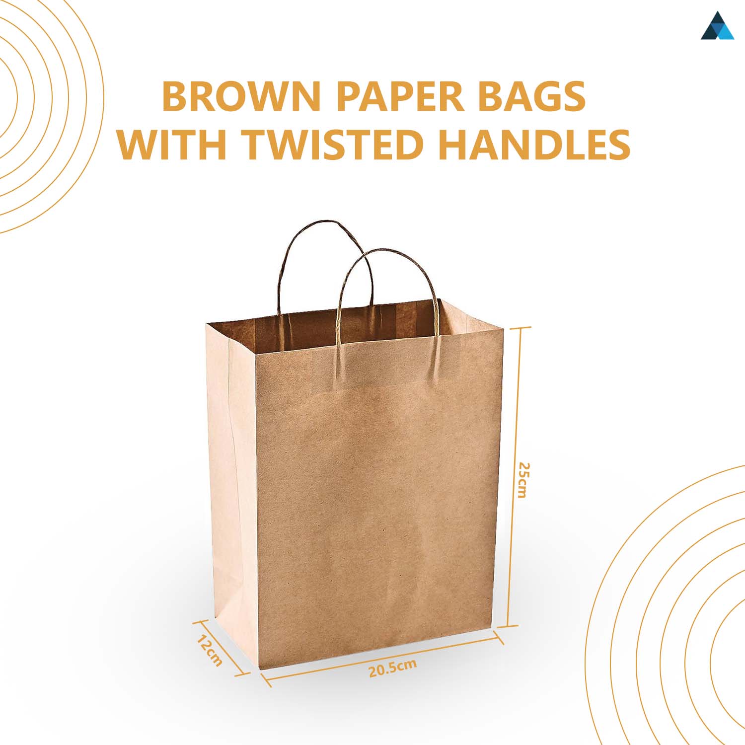 Medium Brown Paper Twist Handle Bags 20.5x12x25cm