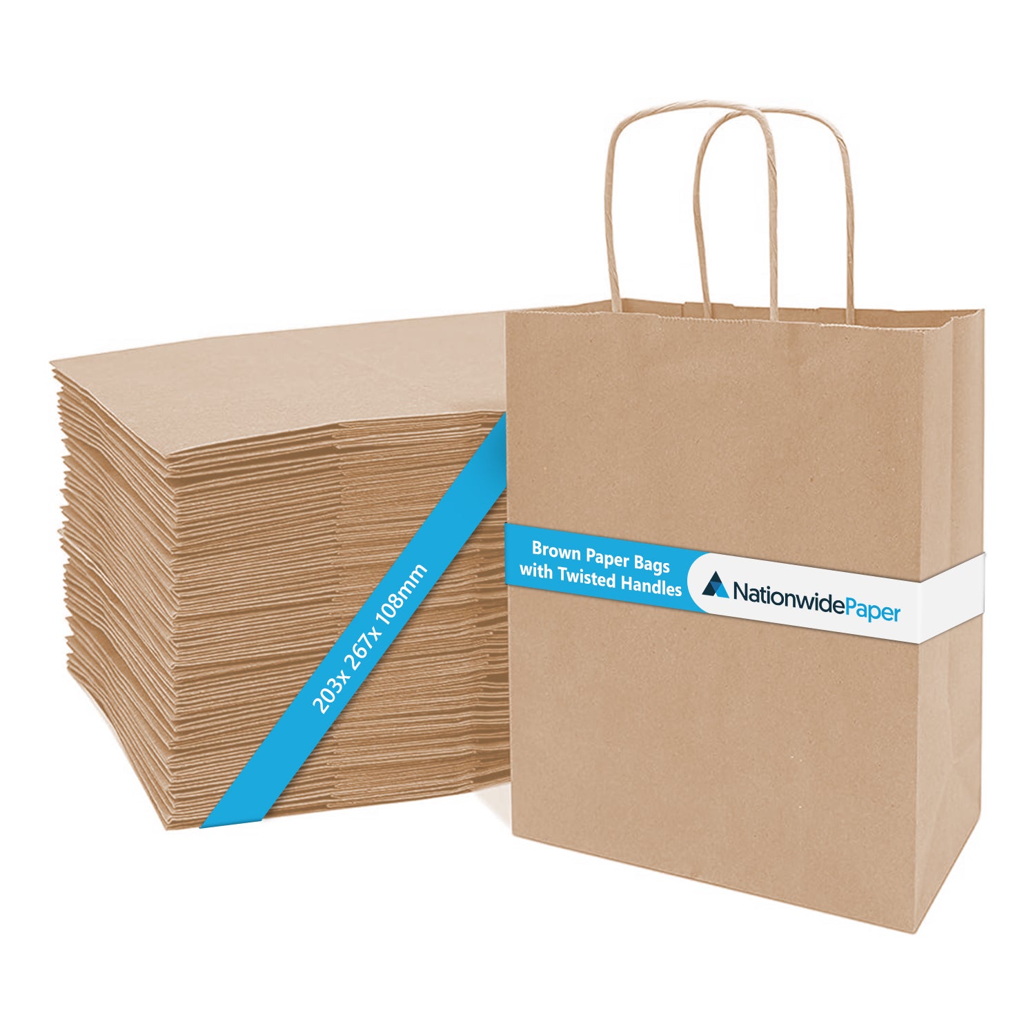 Medium Plus Brown Paper Twist Handle Bags 20.3x26.7x10.8cm