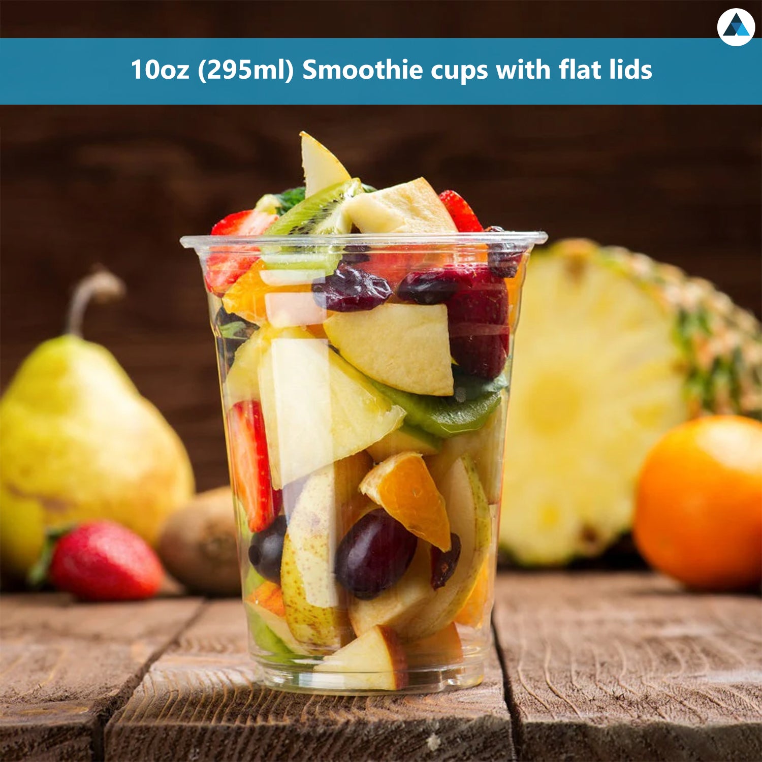 10oz Crystal Clear Smoothie Cups with Flat Lids