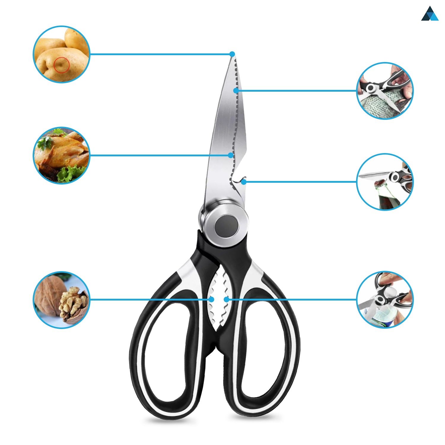 Kitchen Scissor Steel Blades with Ultra Sharp Blades