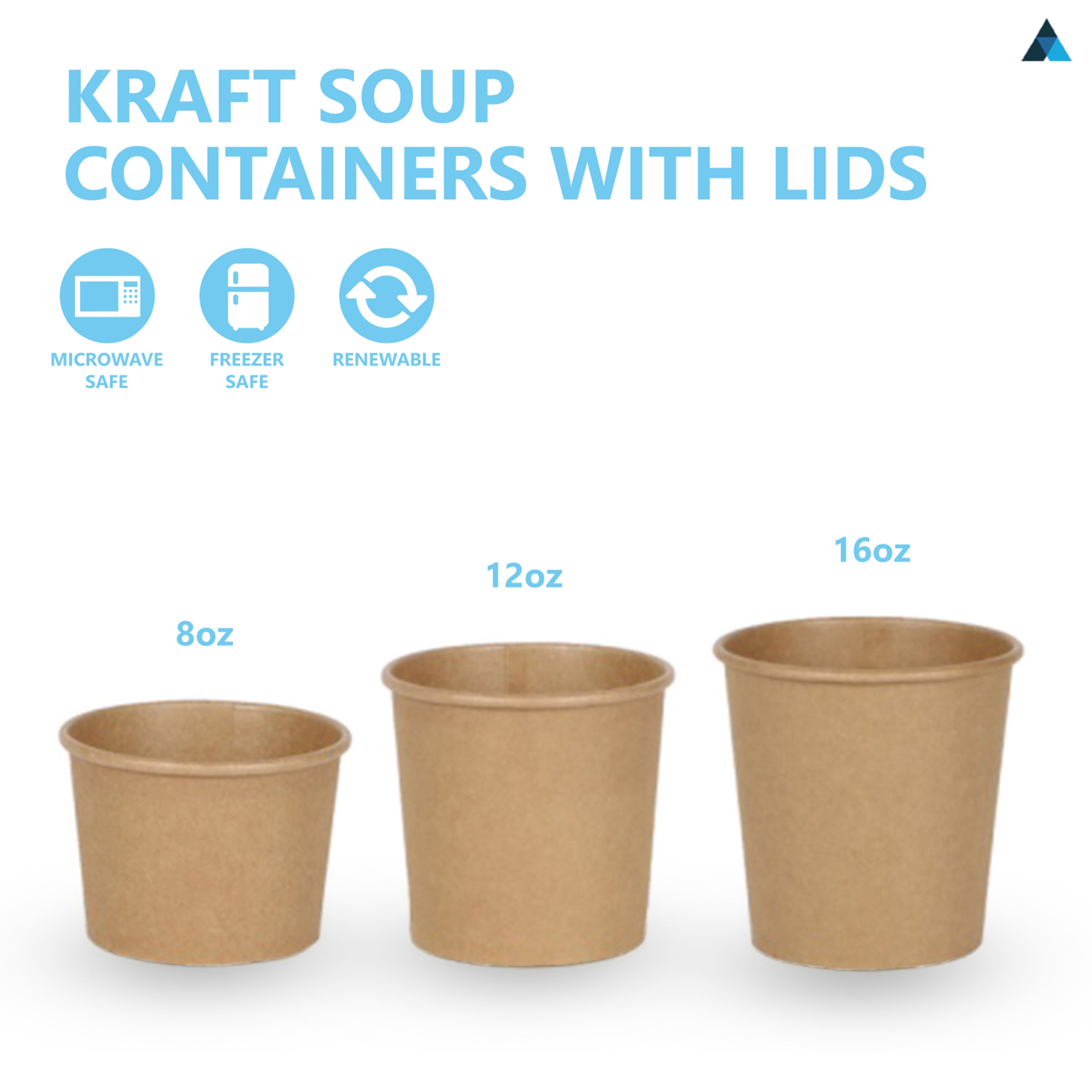 8oz Brown Kraft Soup Containers with Lids