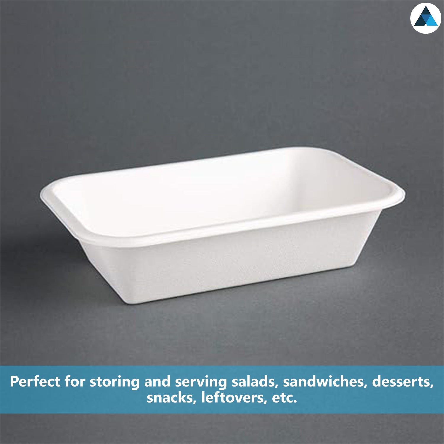 500ml Bagasse Rectangular Container White Pack of 50