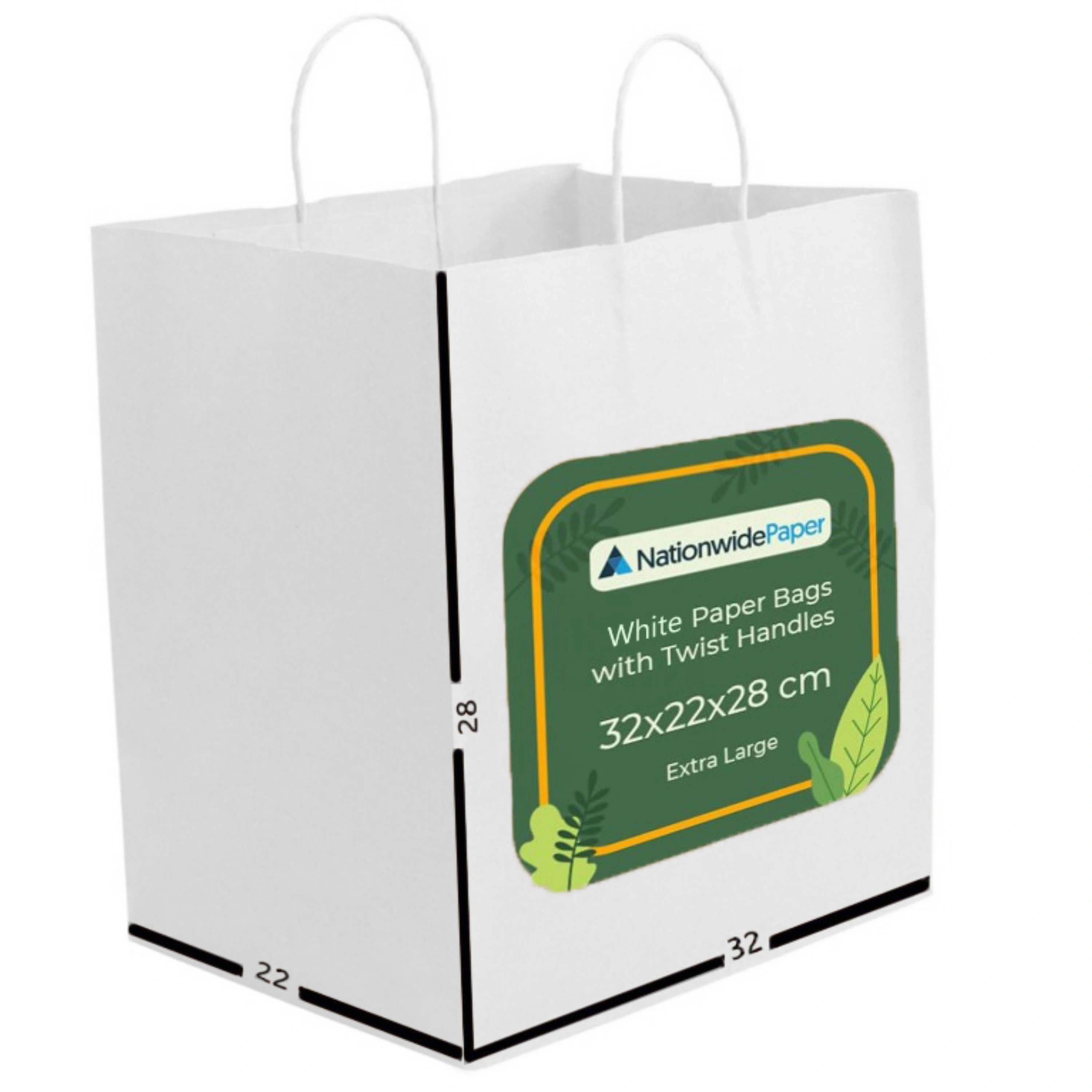 Extra large White Paper Twist Handle Bags 32x22x28cm