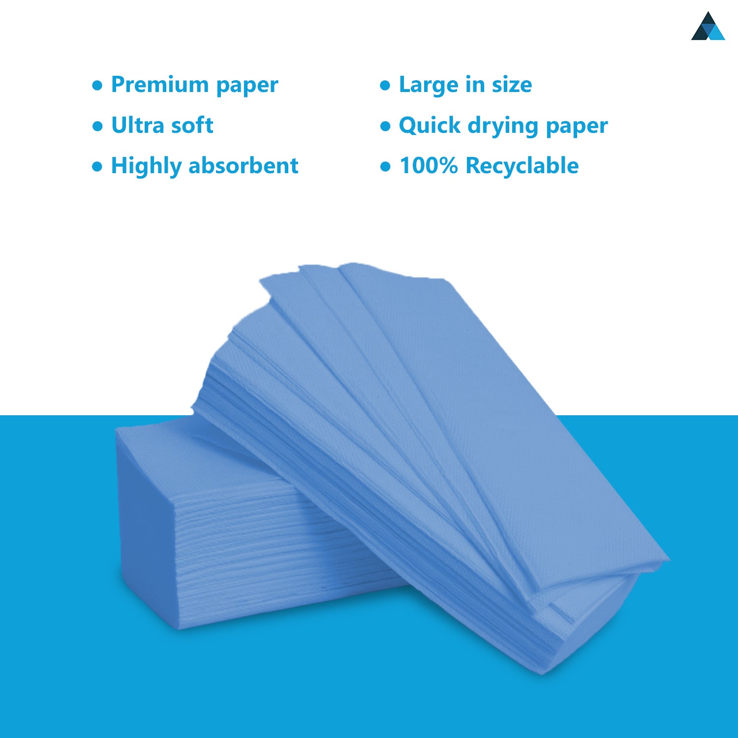 24x20.3cm Paper Towels 3000 Sheets Extra Strong 1 Ply Paper Towels Z Fold Blue