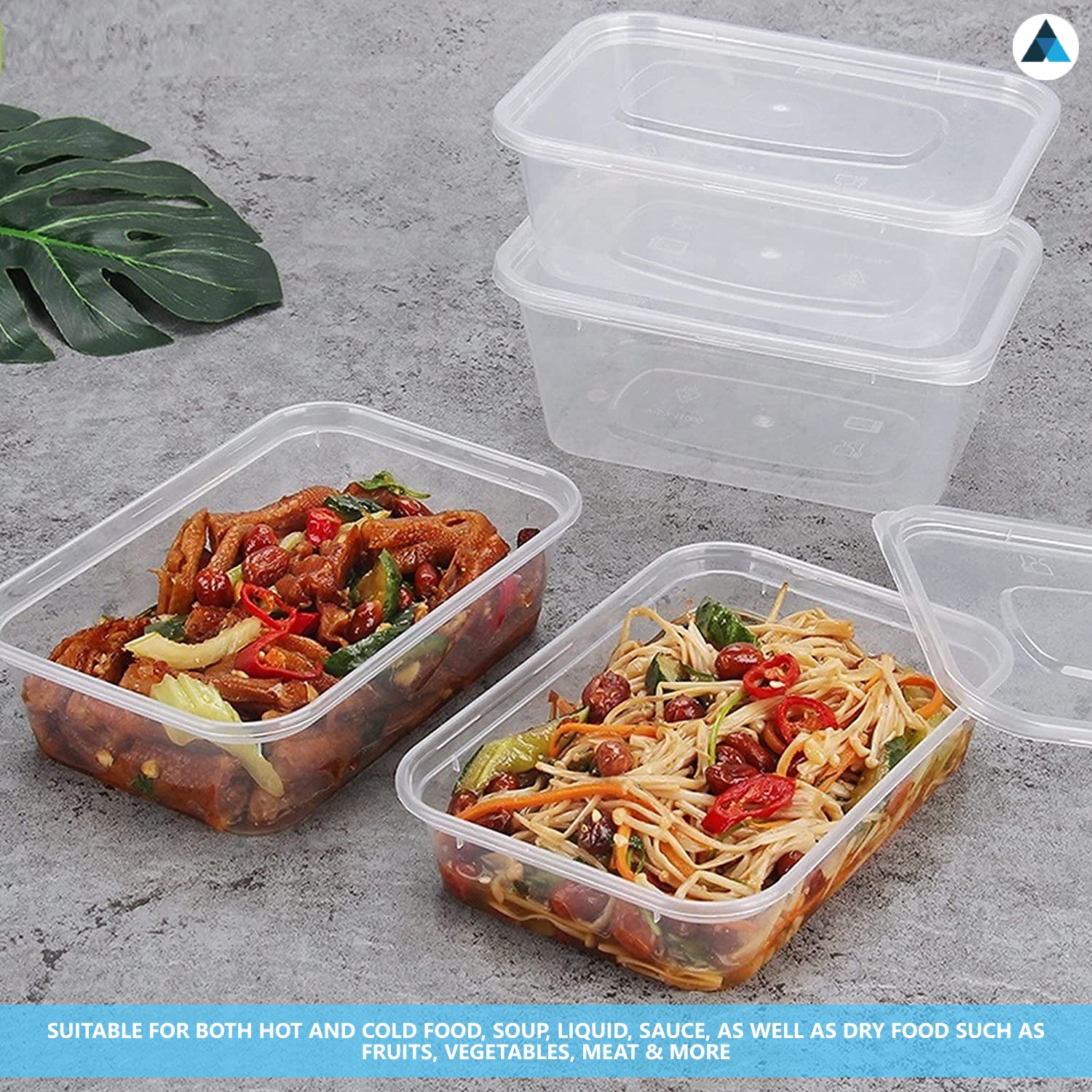 Plastic Food Containers with Lids 650ml