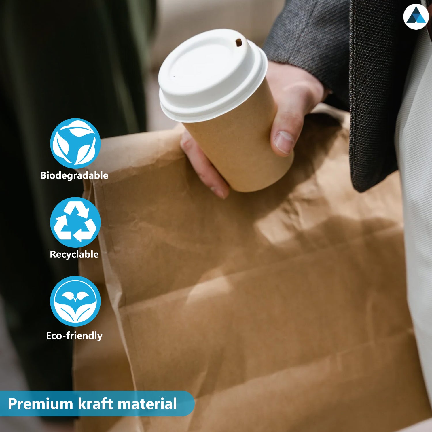 Medium Plus Brown Paper Takeaway Bags 25.4x20.3x7.6cm