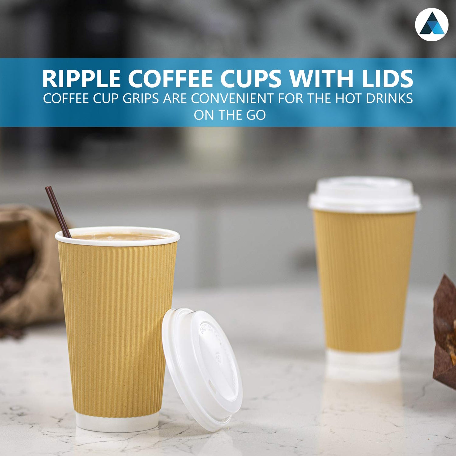 12oz Brown Ripple Cups with Lids