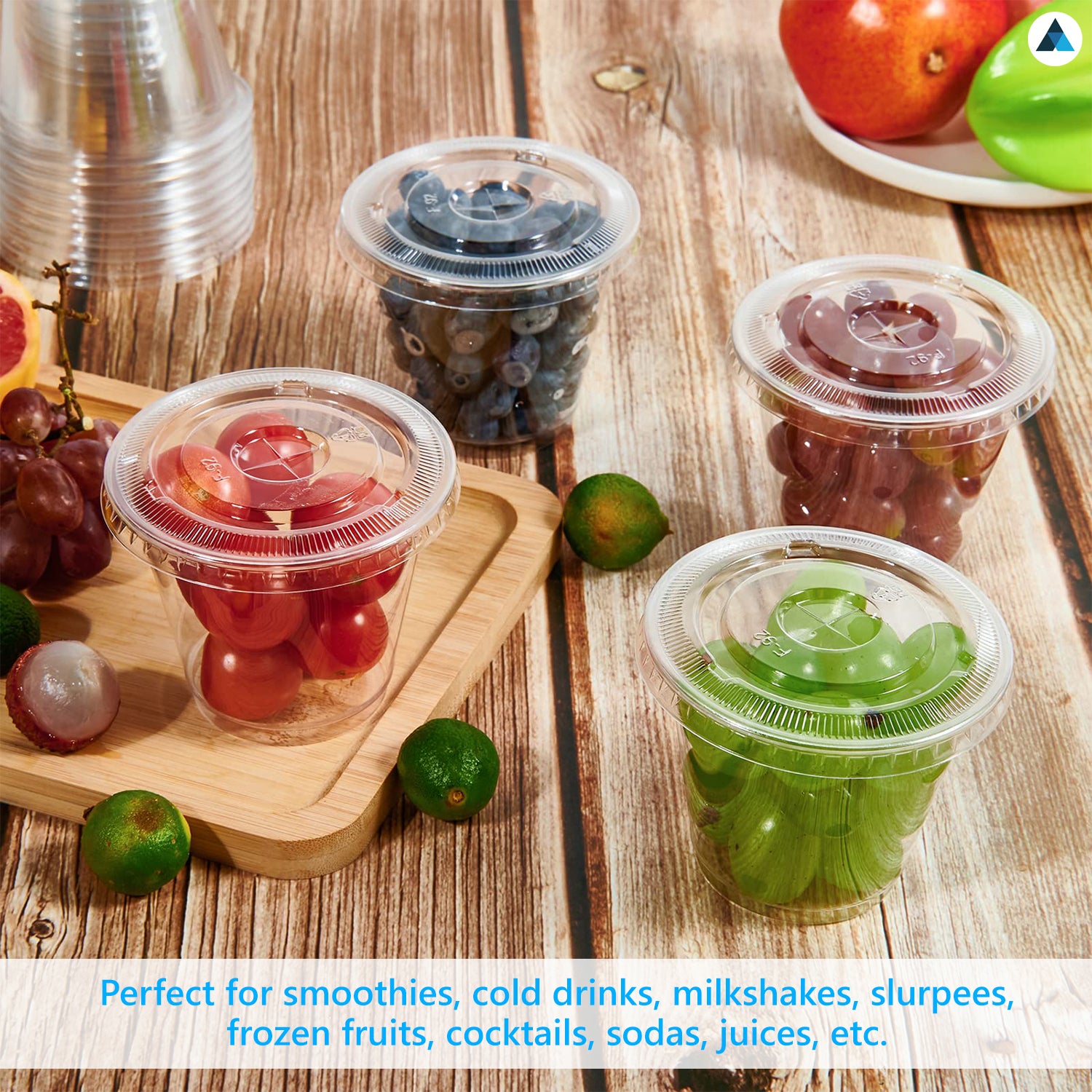 10oz Crystal Clear Smoothie Cups with Flat Lids