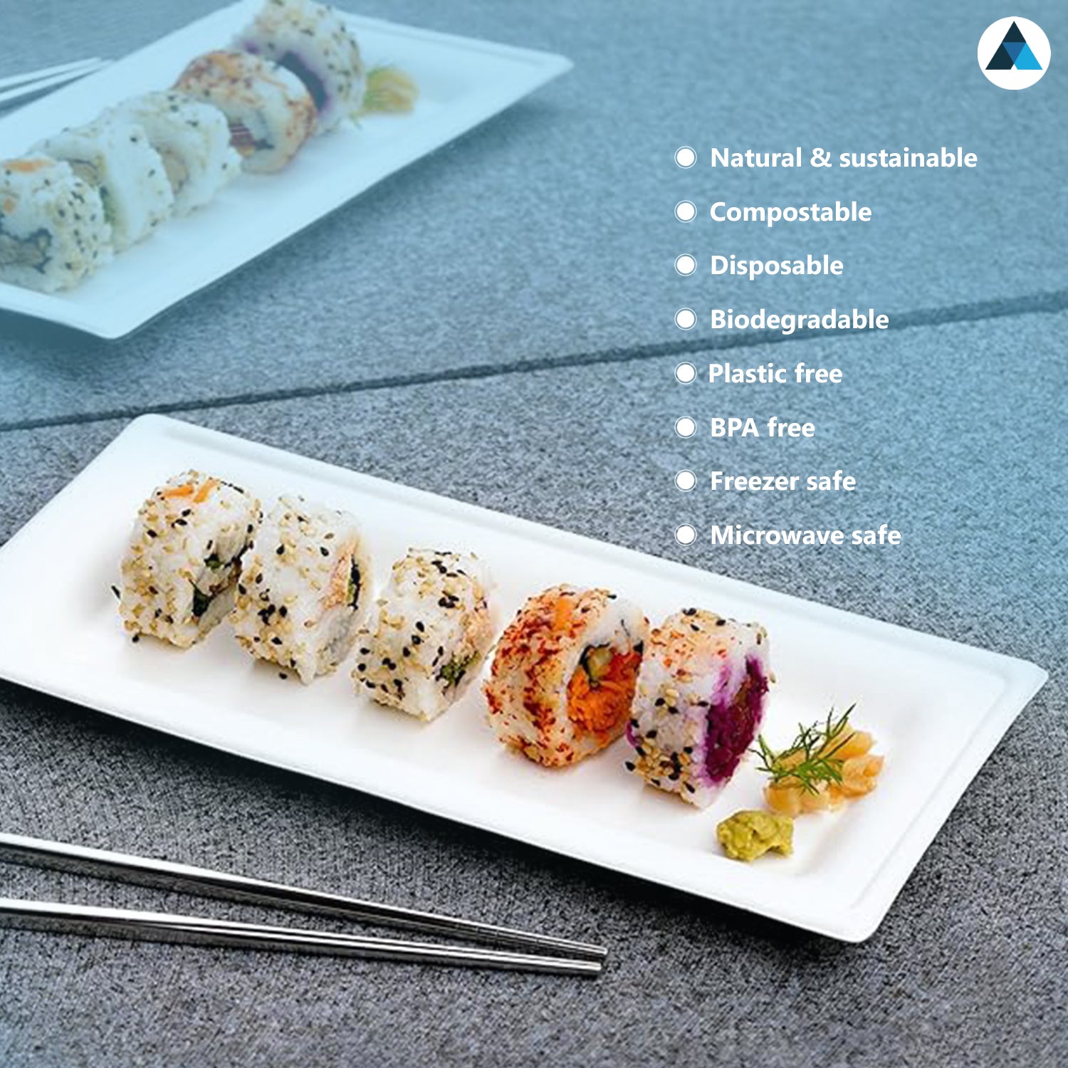 26x13 cm Rectangular Bagasse Plates