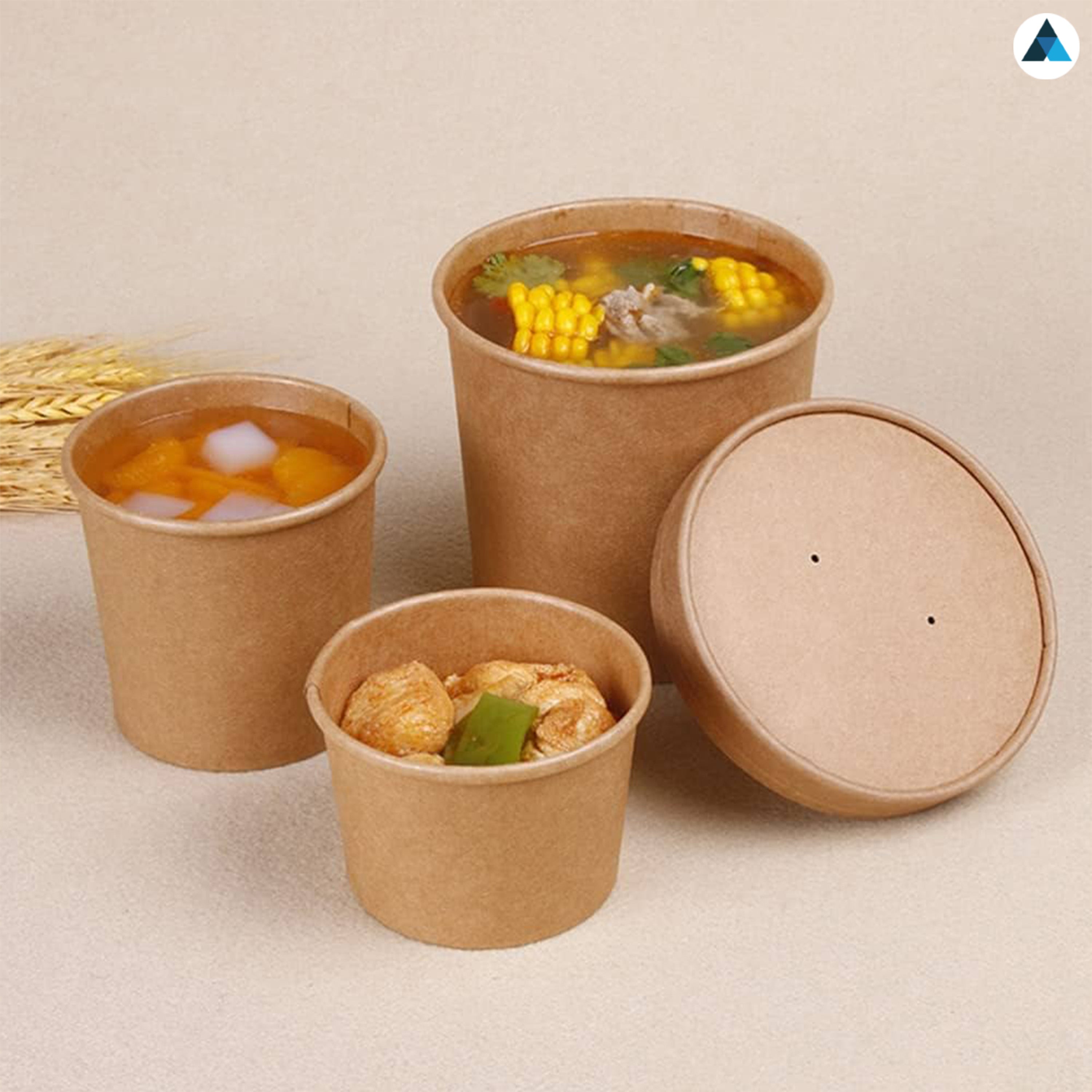 8oz Brown Kraft Soup Containers with Lids