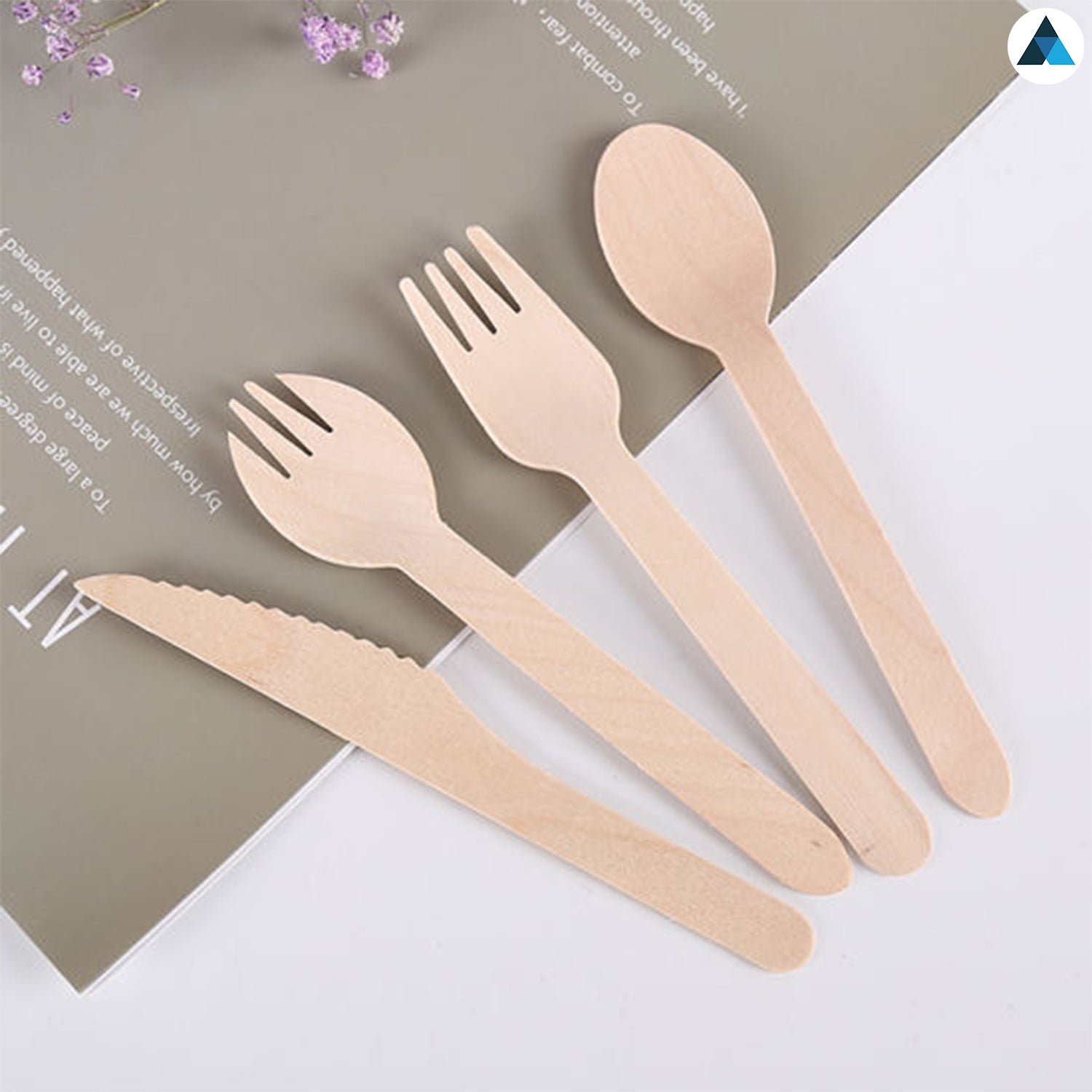 Wooden Cutlery Set Disposable 100 Forks, 100 Knives, 100 Spoons (Pack of 300)