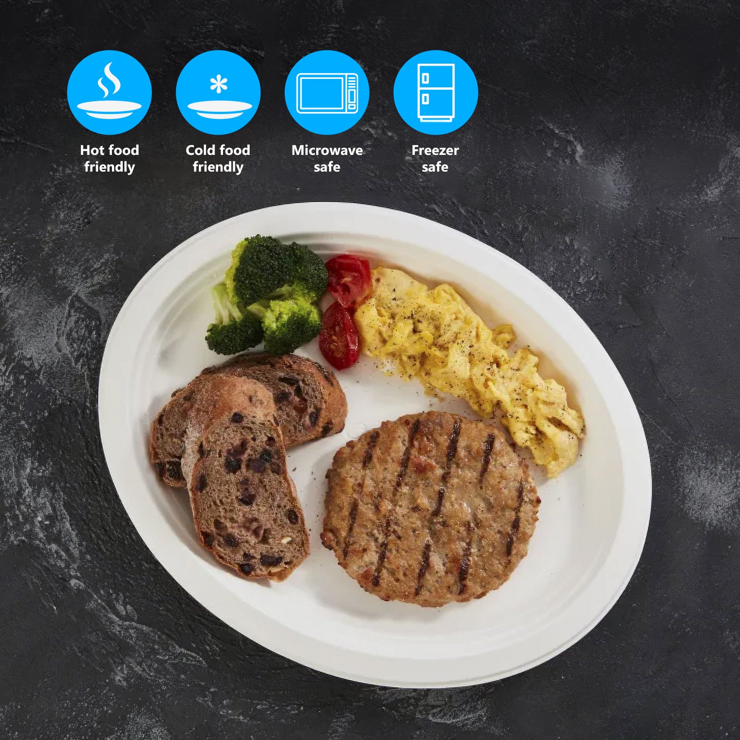 10x12Inch Disposable Oval Bagasse Plates
