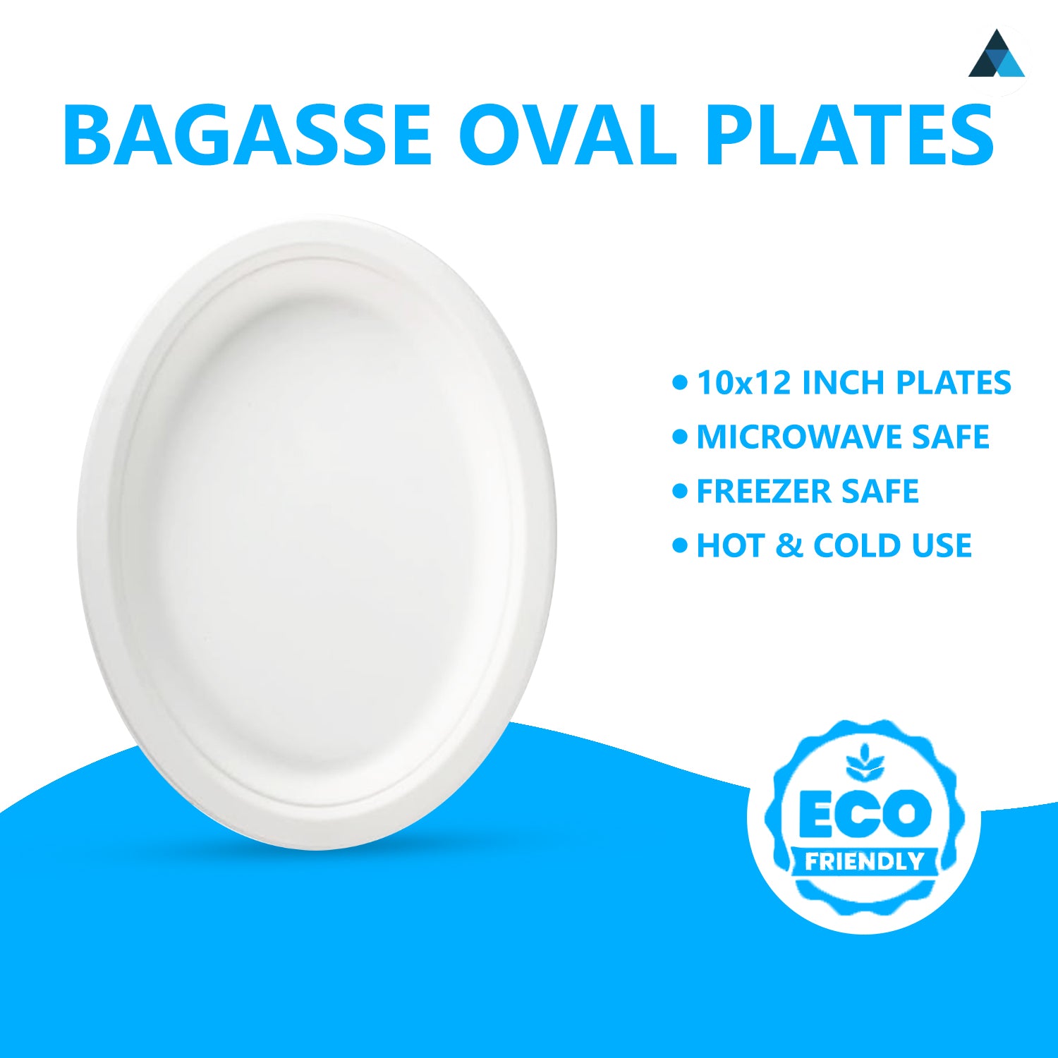 10x12Inch Disposable Oval Bagasse Plates