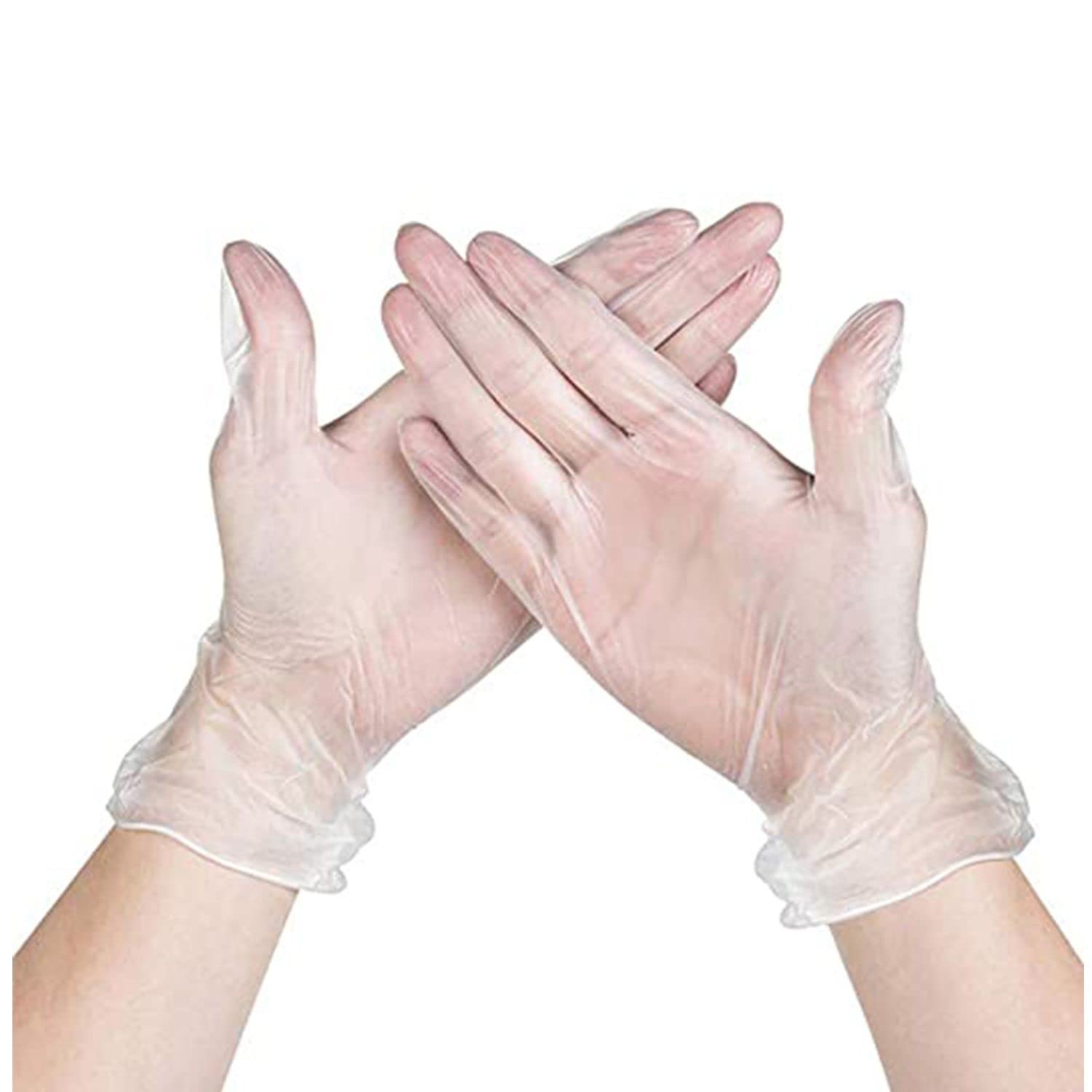 Large Clear Vinyl Gloves Powder and Latex Free Disposable (100 pcs)