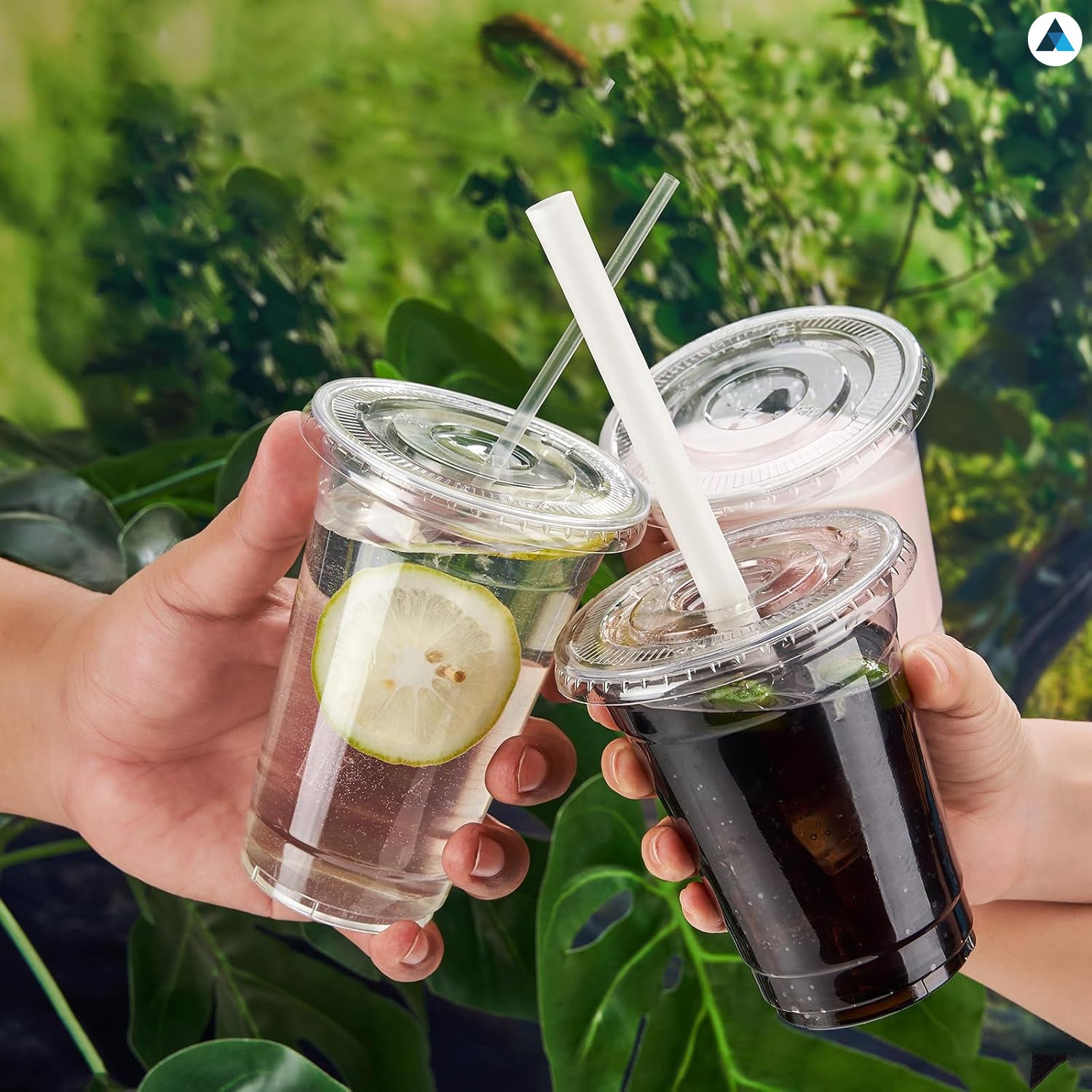 10oz Crystal Clear Smoothie Cups with Flat Lids