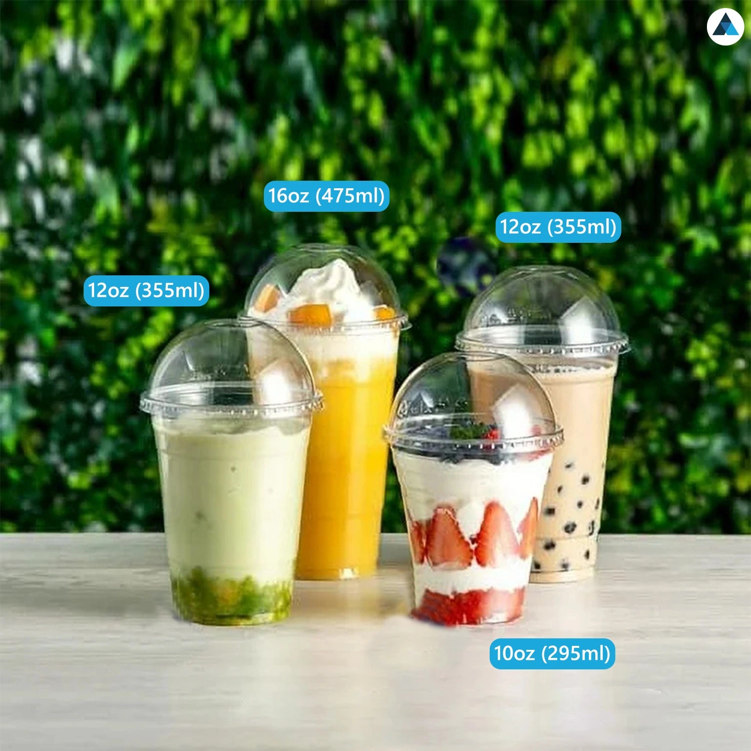 12oz Strong Smoothie Cups with Dome Lids 355ml