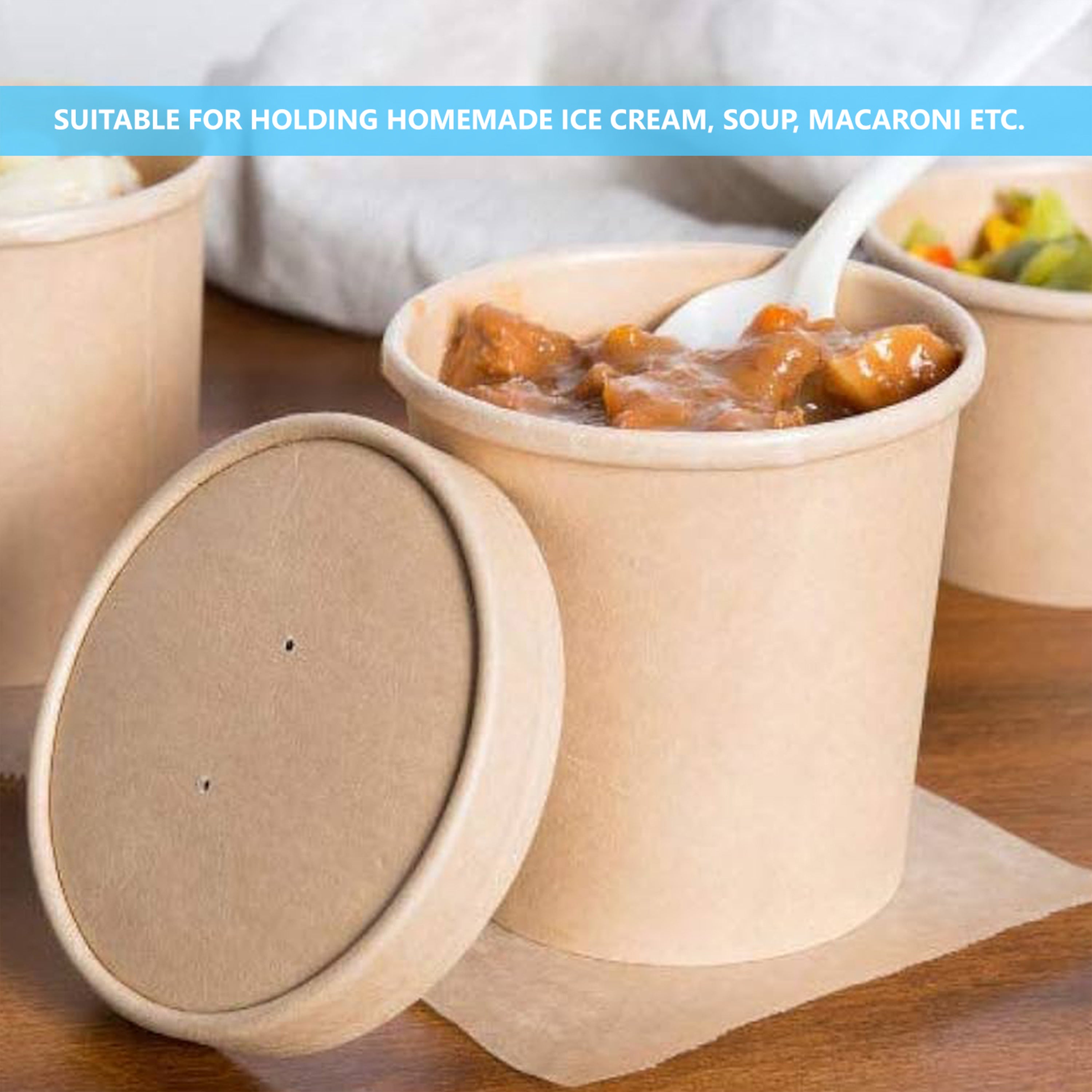 8oz Brown Kraft Soup Containers with Lids