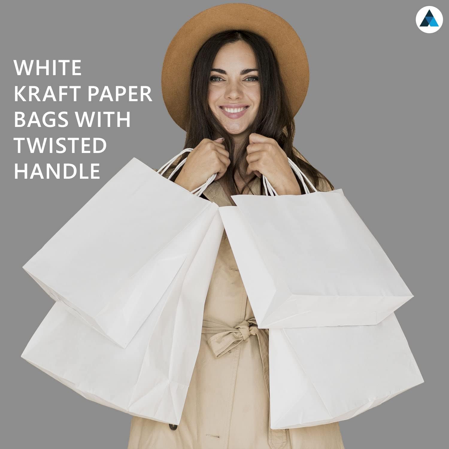 Extra large White Paper Twist Handle Bags 32x22x28cm