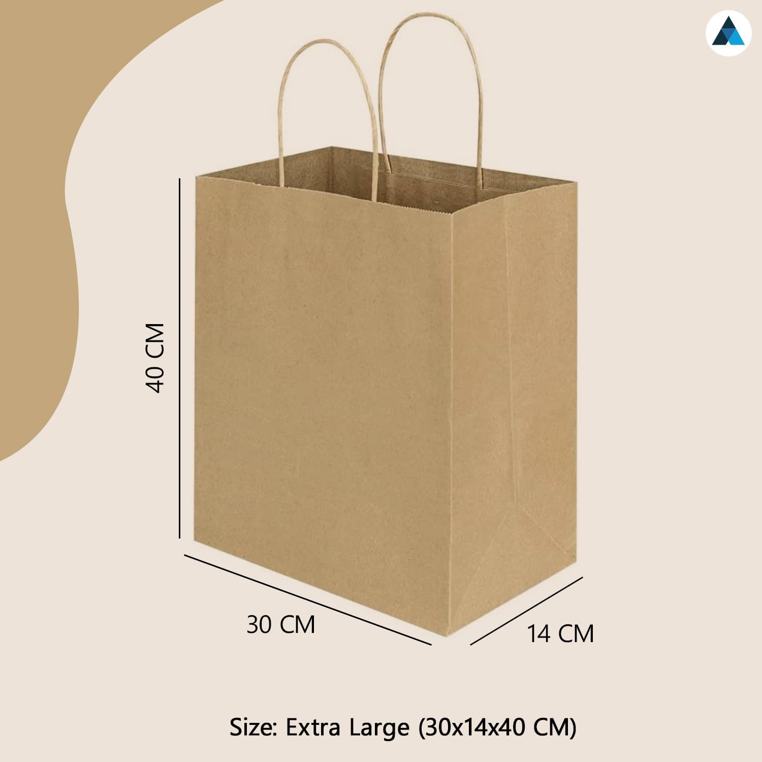 X-Large Brown Paper Twist Handle Bags 30x14x40cm