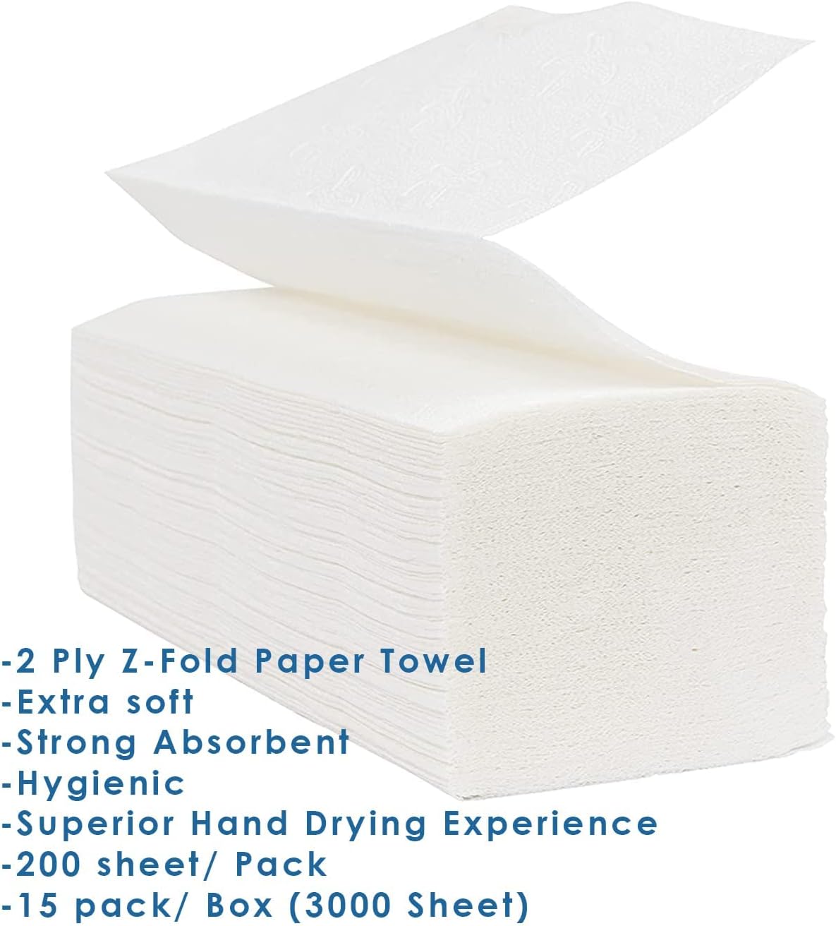 22.5x24cm Paper Towels 3000 Sheets Extra Strong 2 Ply Paper Towels Z Fold White