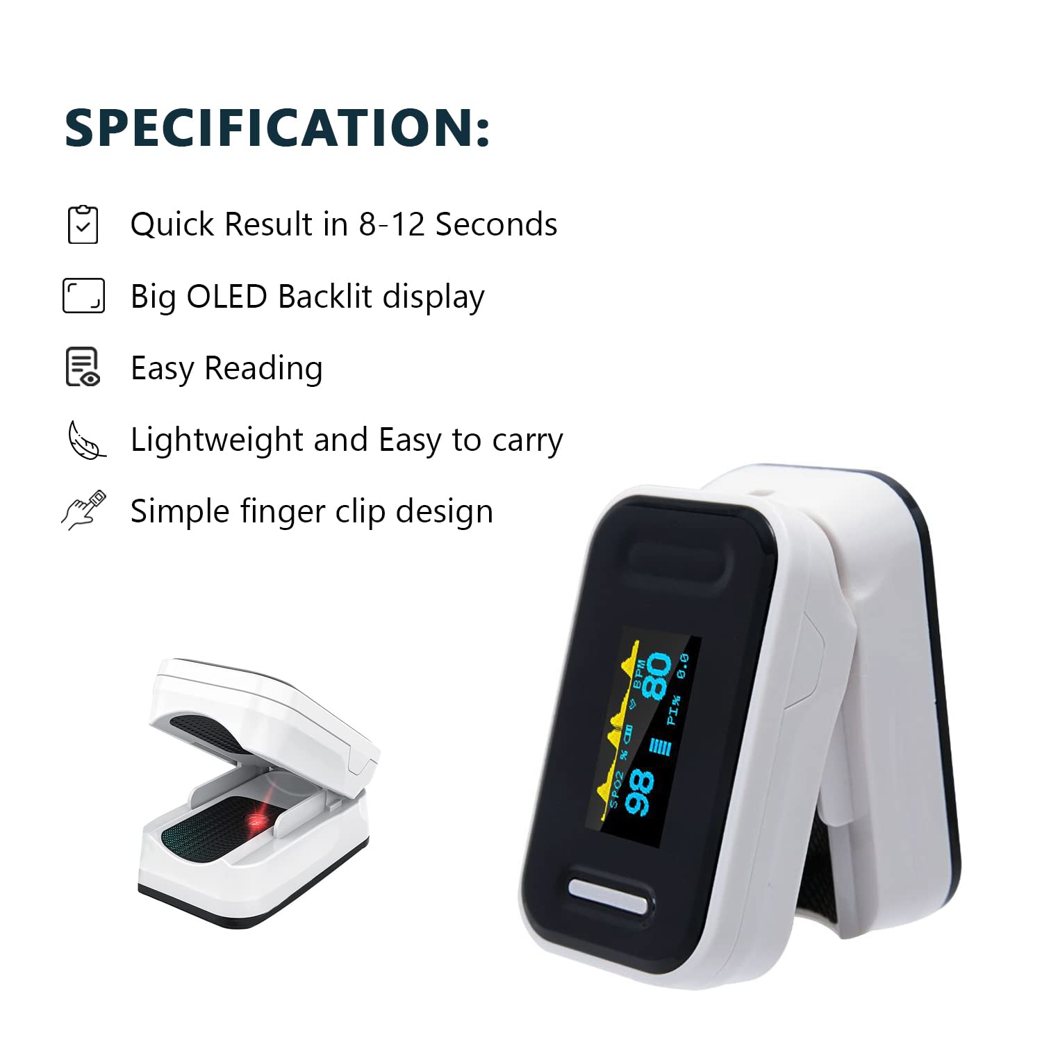 SPo2 Pulse Oximeter White