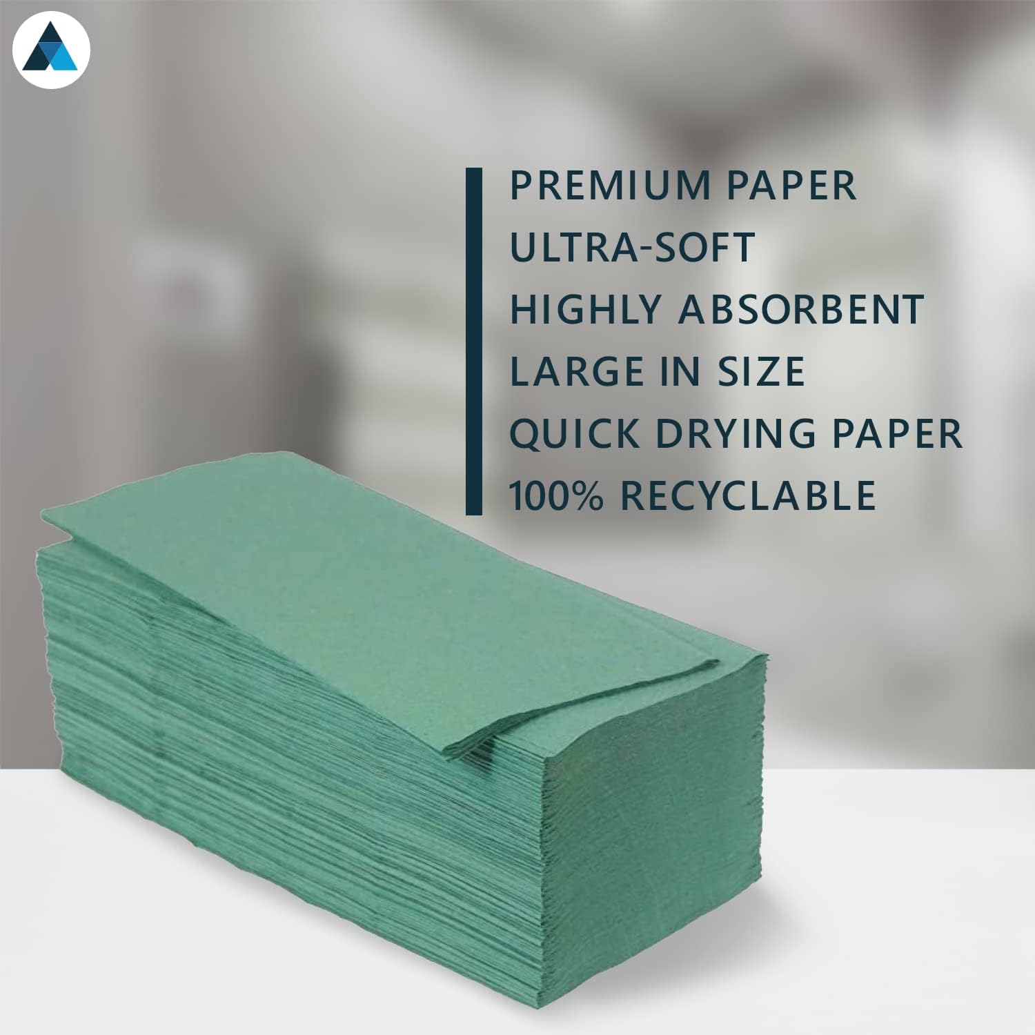 24.5x22.2cm V Fold Paper Towels 4000 Large Sheets Green Paper Hand Towels