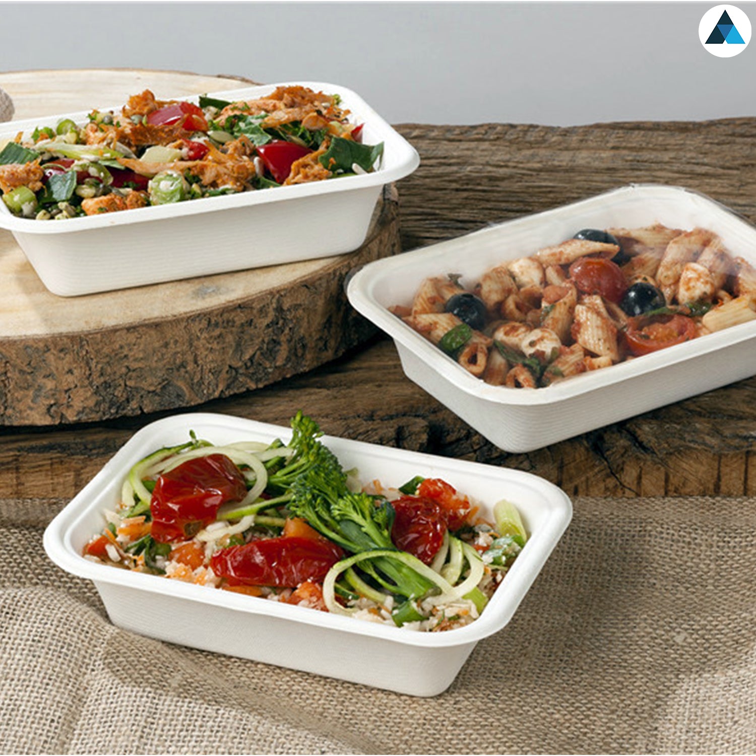 500ml Bagasse Rectangular Container White Pack of 50