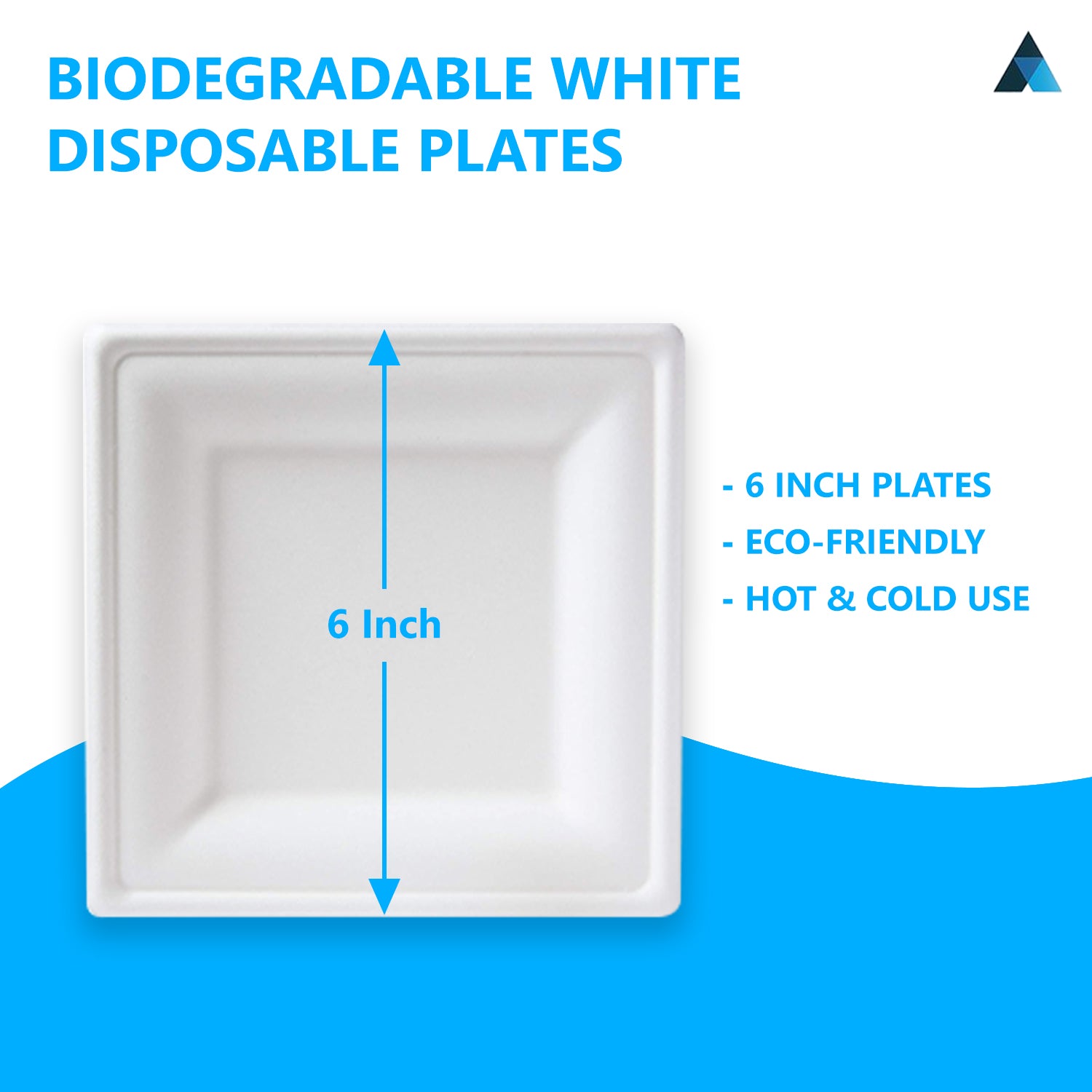 6 inch Square Bagasse Plates