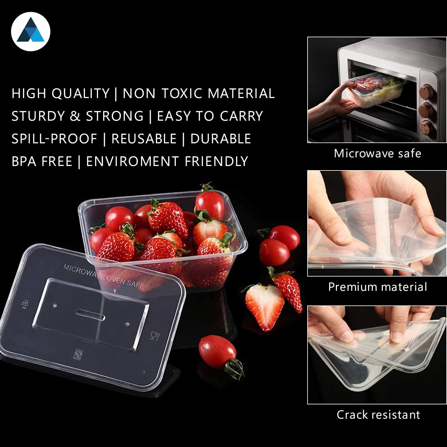 Plastic Food Containers with Lids 1000m