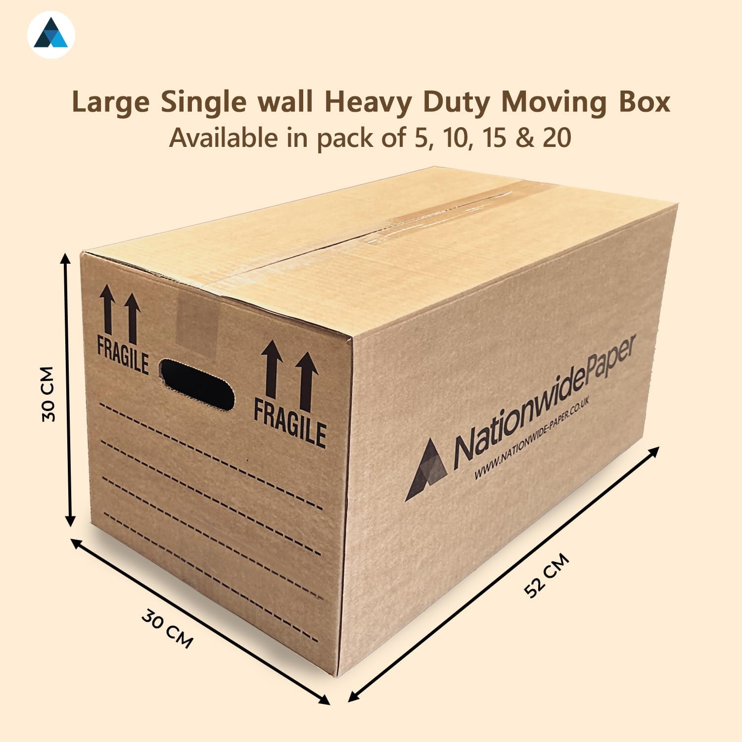 Large Cardboard Packaging Boxes Single Wall 52x30x30cm