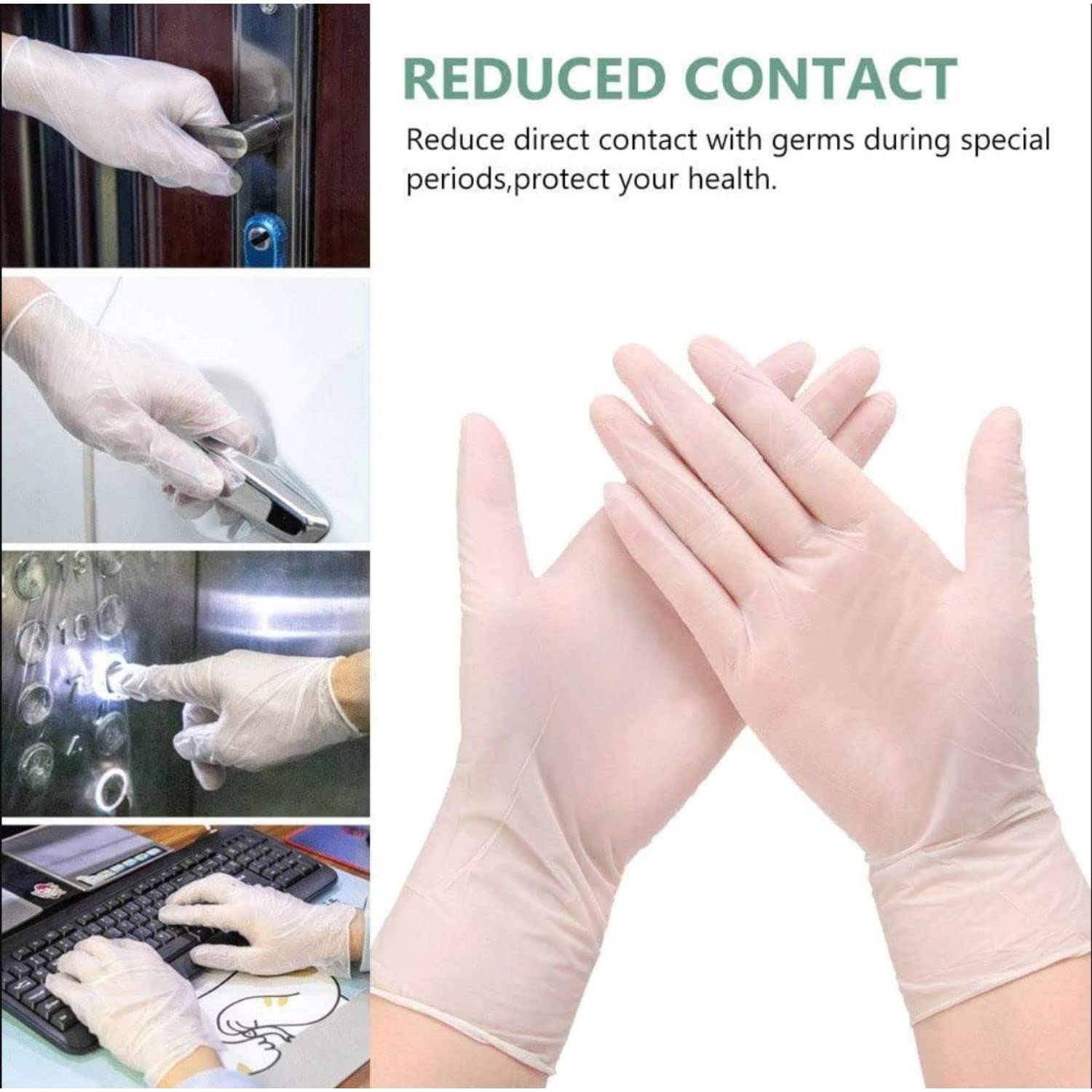 Large Clear Vinyl Gloves Powder and Latex Free Disposable (100 pcs)