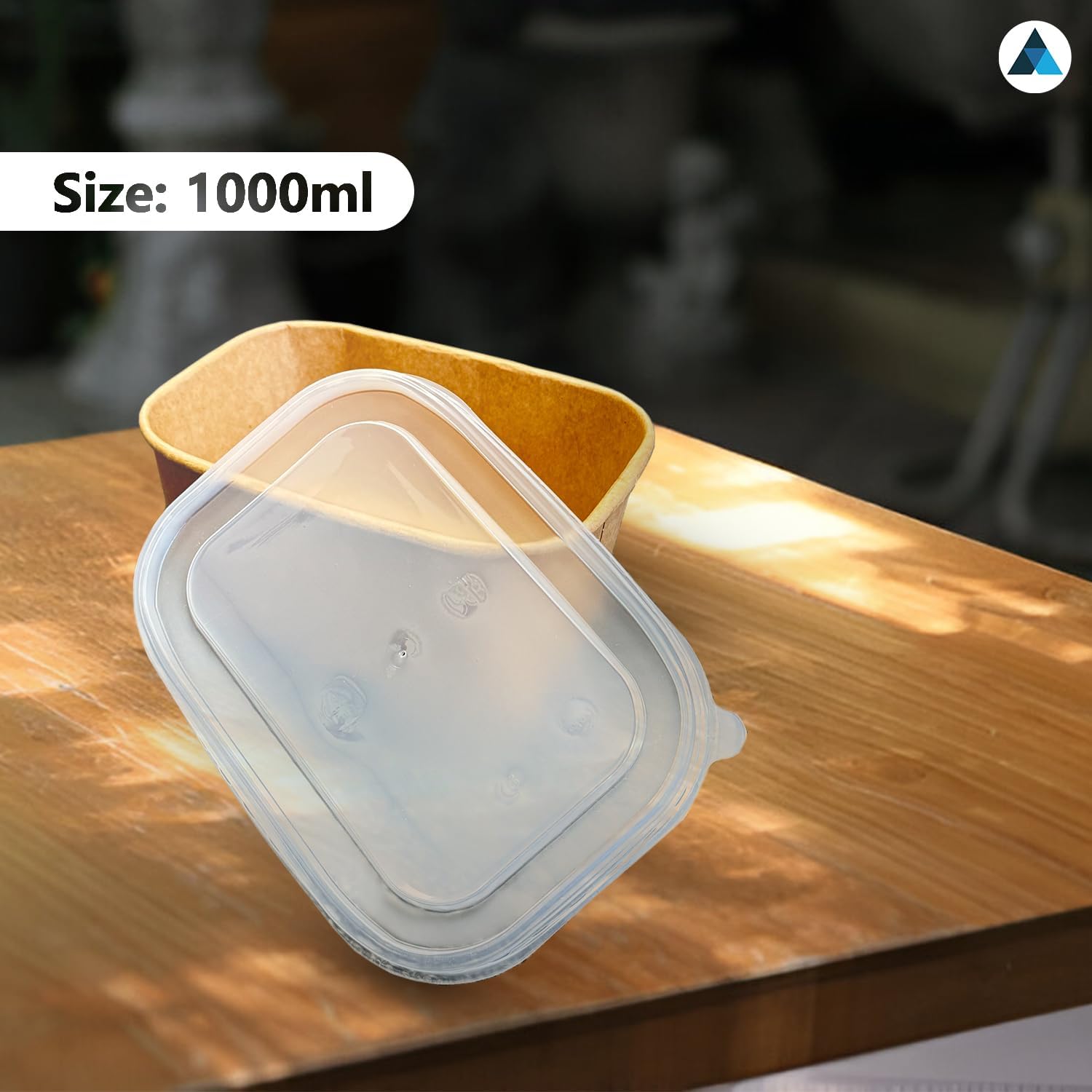 1000ml Rectangular Kraft Disposable Food Containers with Lids