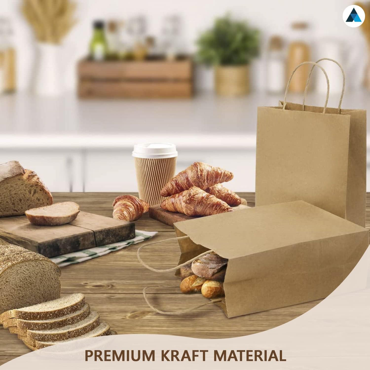 Medium Brown Paper Twist Handle Bags 20.5x12x25cm