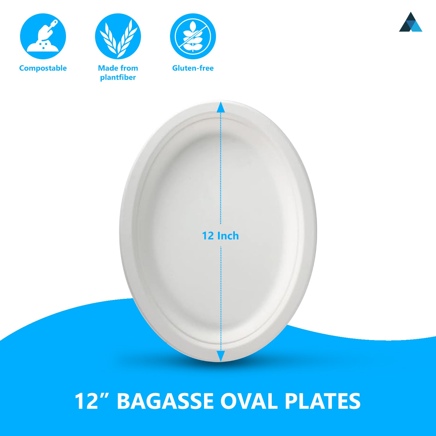 10x12Inch Disposable Oval Bagasse Plates