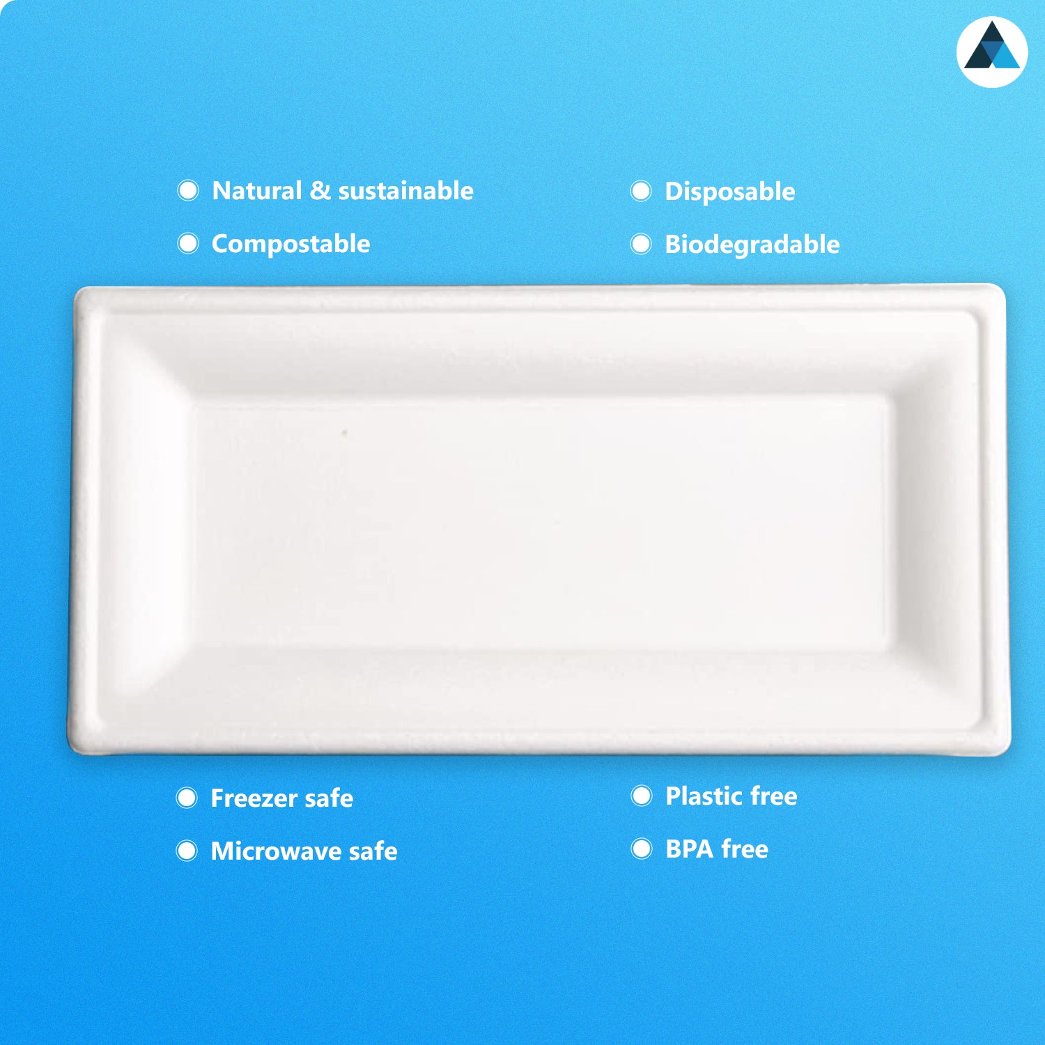 26x13 cm Rectangular Bagasse Plates