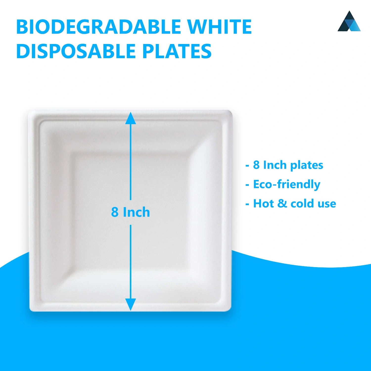 8 inch Square Bagasse Plates