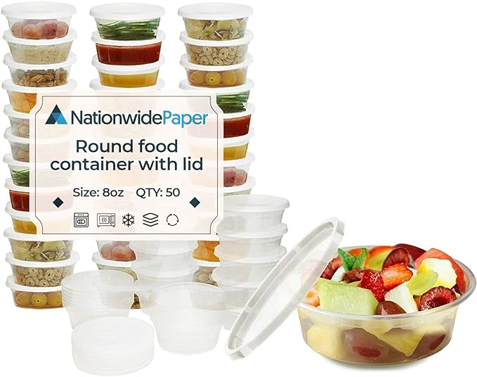 8oz Plastic Round Food Container with Lid