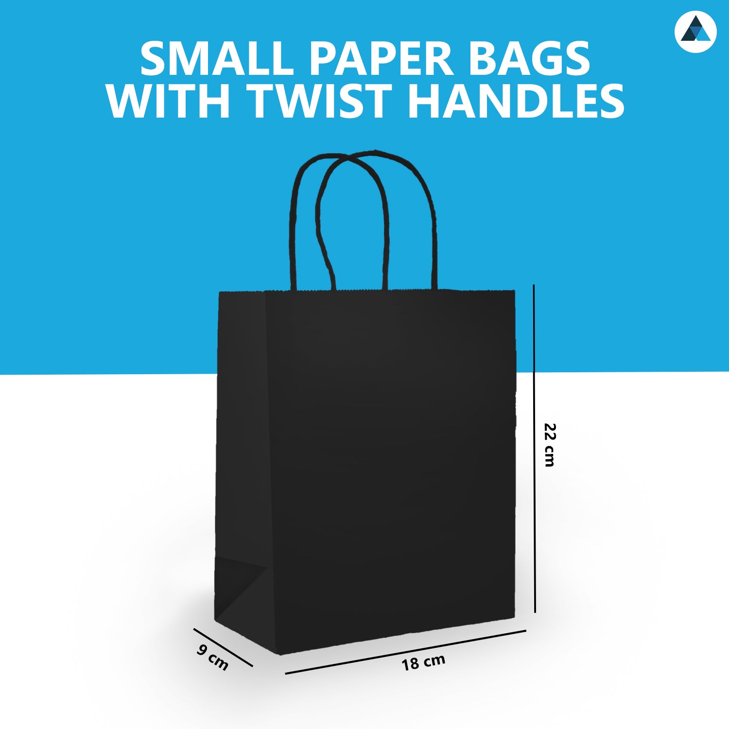 Small Black Paper Twist Handle Bags 18x9x22cm