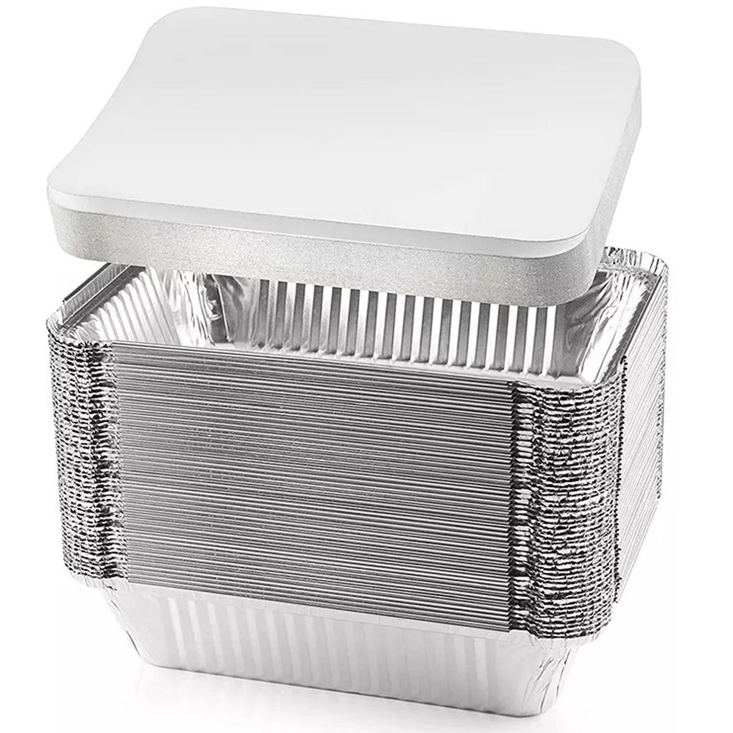 Aluminum Foil Containers with Lids 12.5 x 9.5 x 4 cm (Pack of 50)